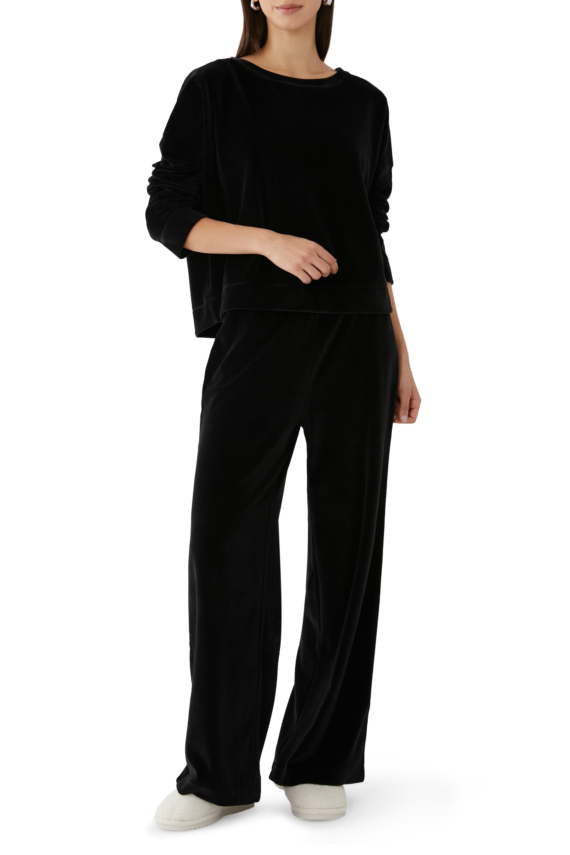 Velour Wide Leg Trousers