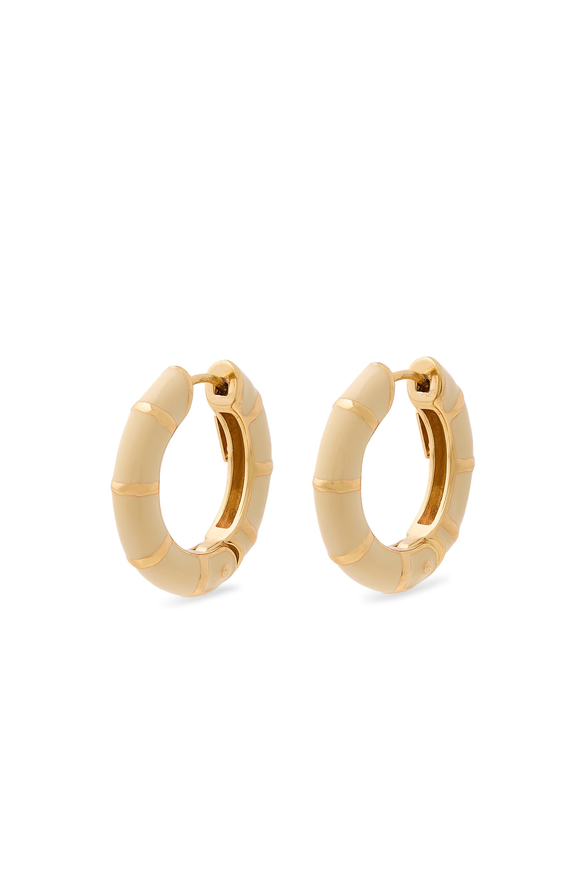 Bambou  Hoop Earrings, Gold-Plated Metal & Enamel