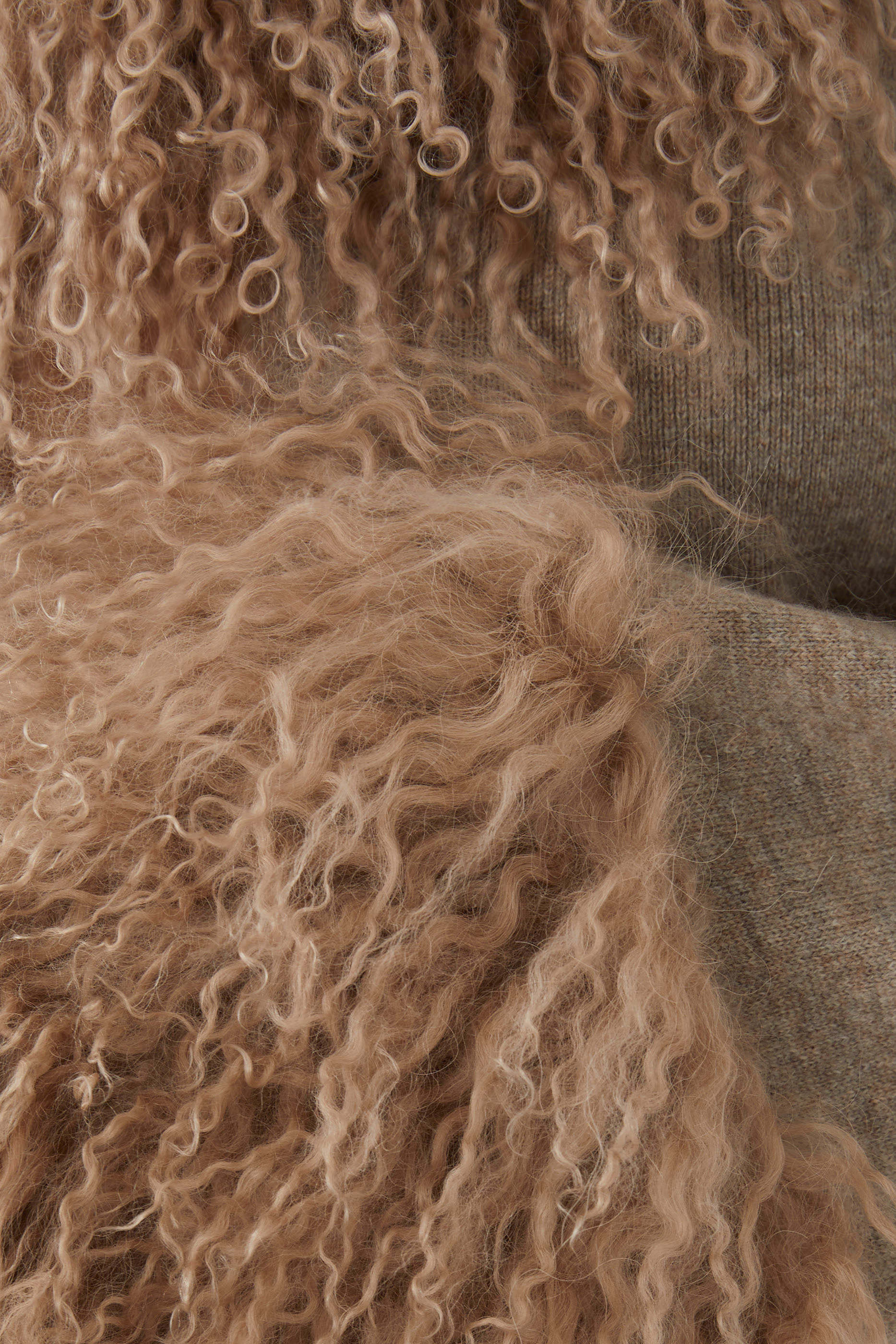 Cable Knit Jacket with Shearling Collar & Cuffs