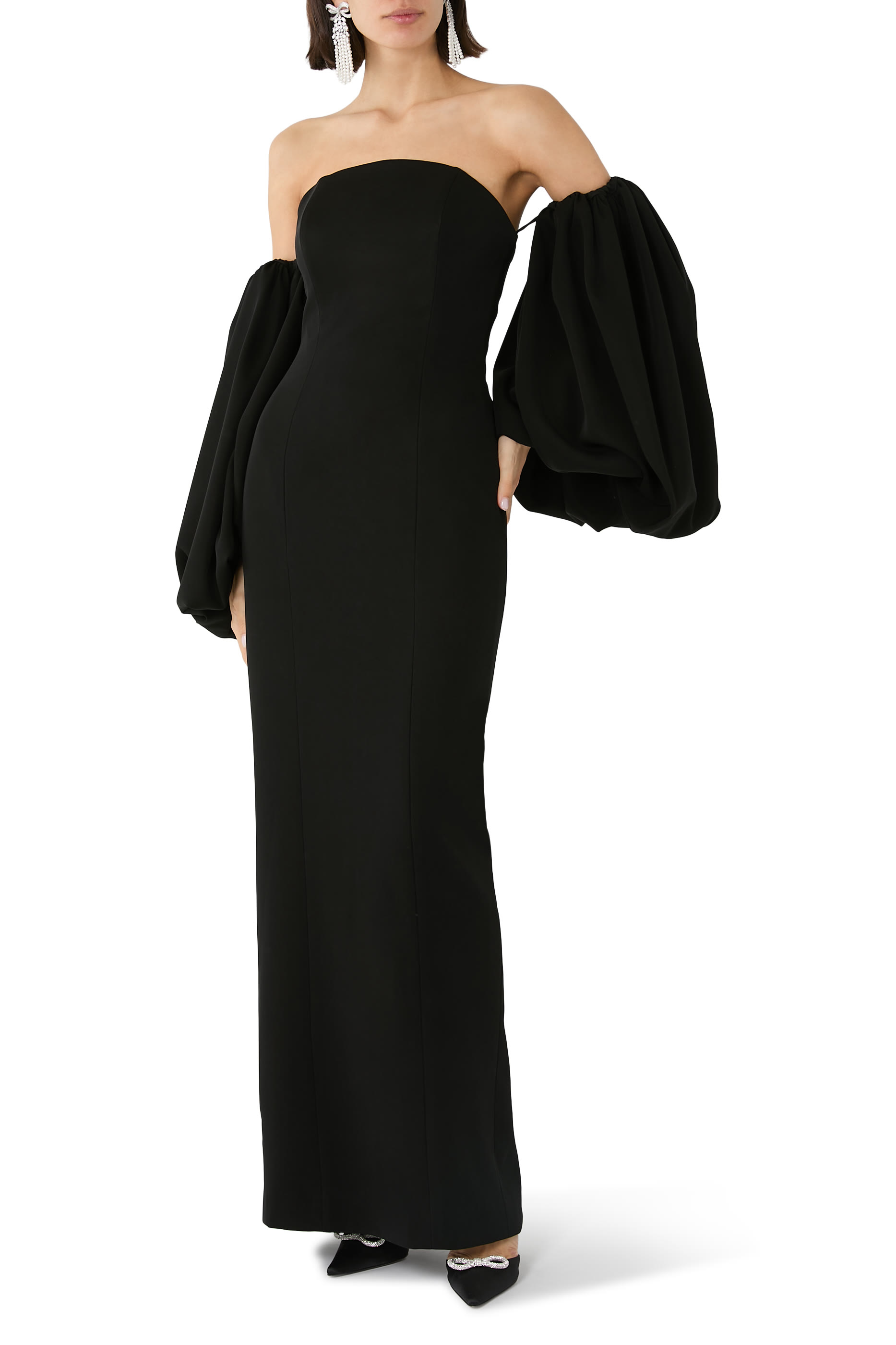Off-Shoulder Balloon Sleeve Gown