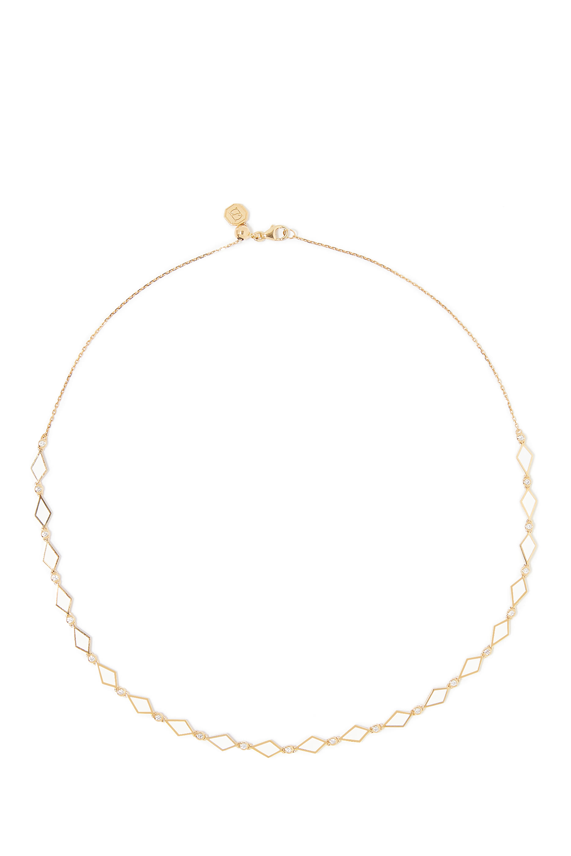 Morocco Mosaic Necklace, 18k Yellow Gold & Diamonds, Enamel