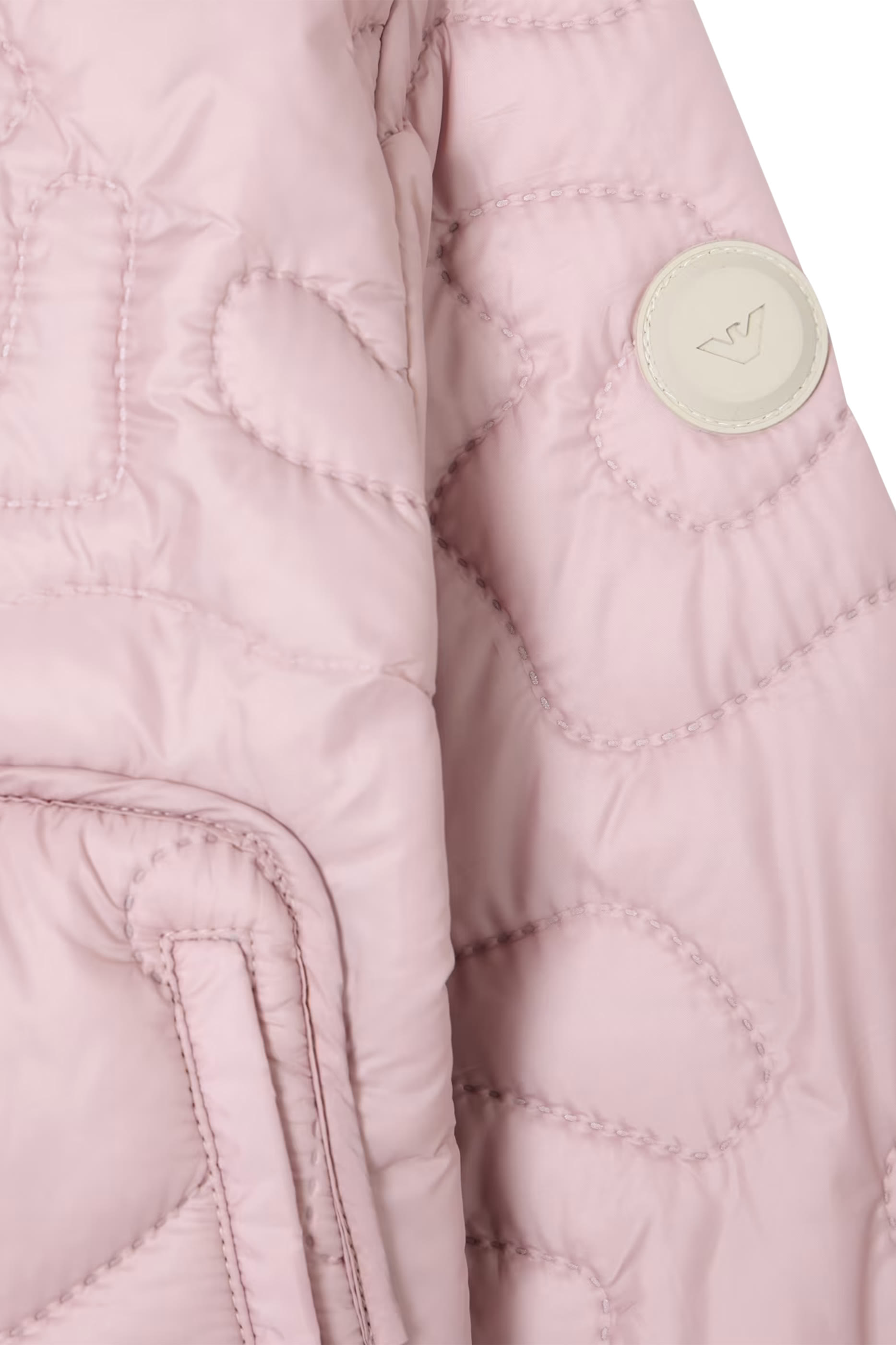 Kids Wave Stitch Hooded Padded Jacket