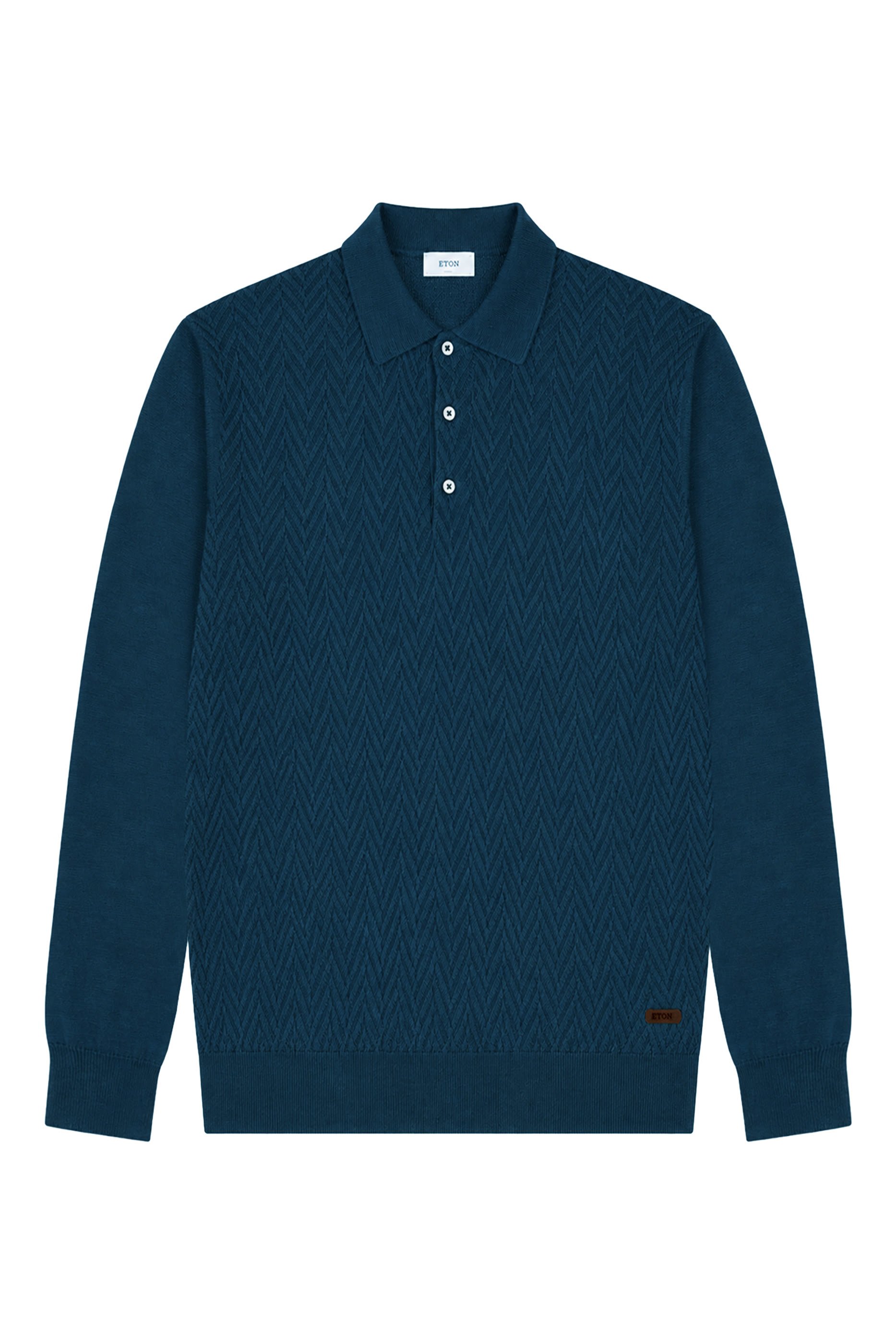 Chevron Structure Knit Polo Shirt