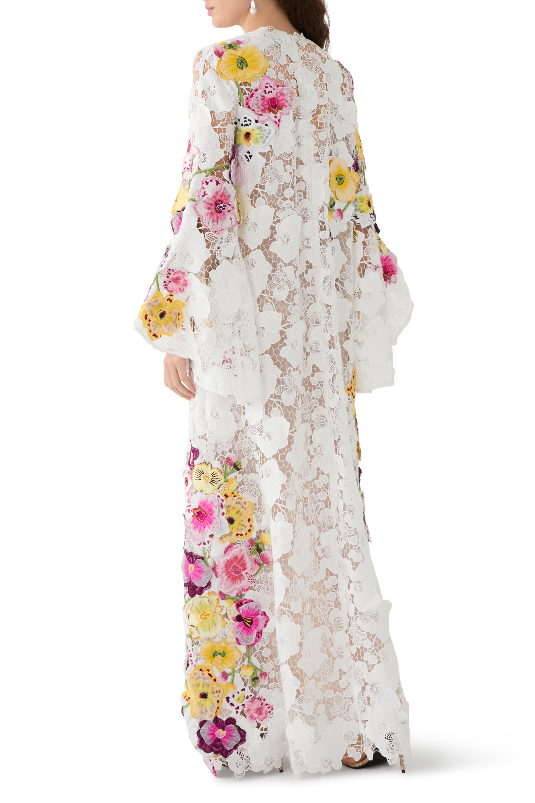 Orchid Embroidered Guipure Caftan