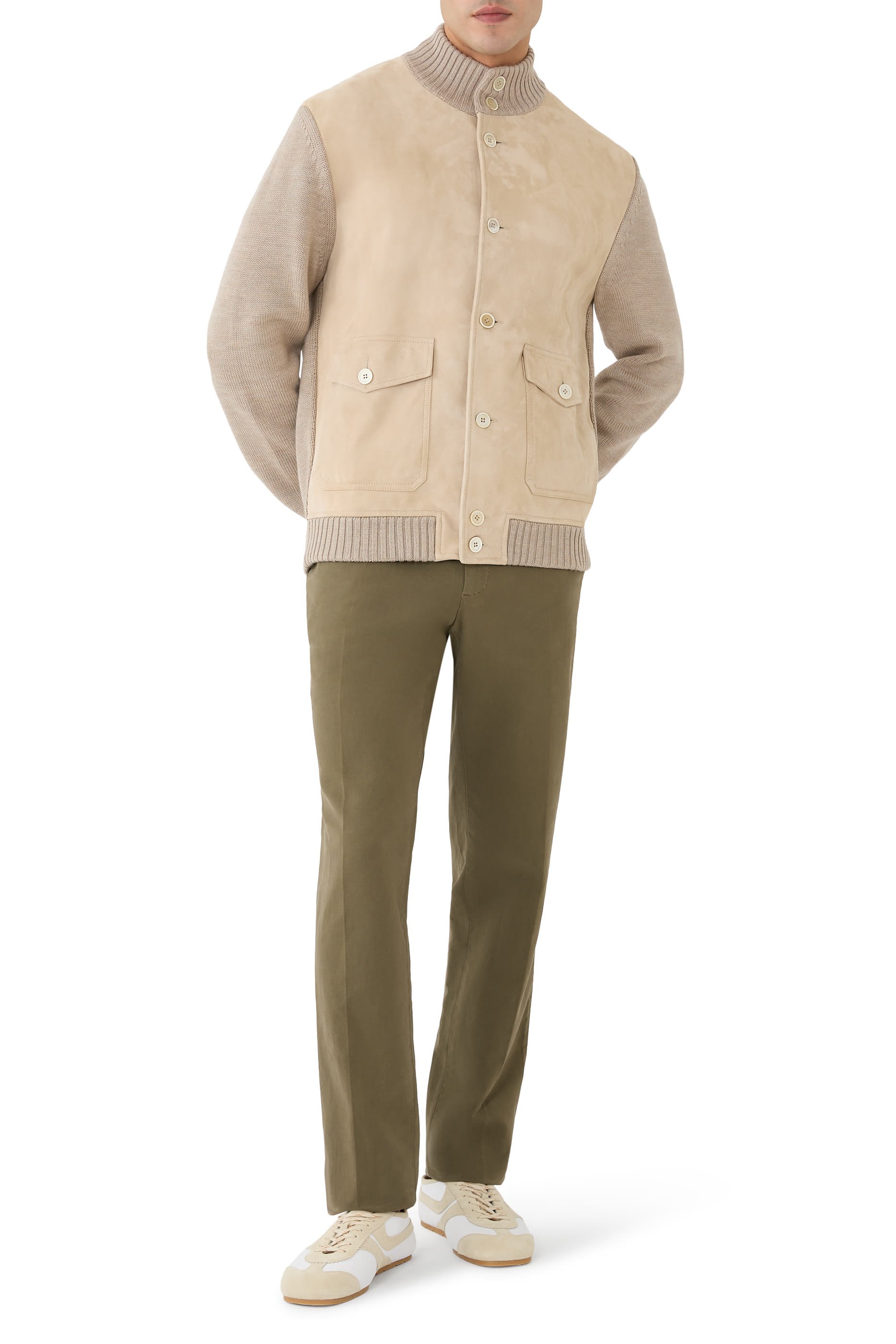 Slim Fit Suede and Wool Jacket