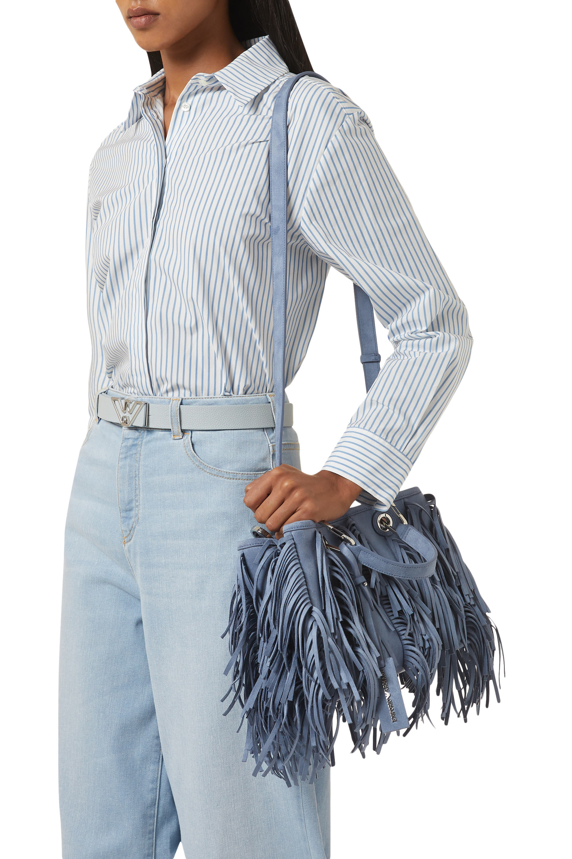 MyEA Faux Suede Shopper Bag with Fringes