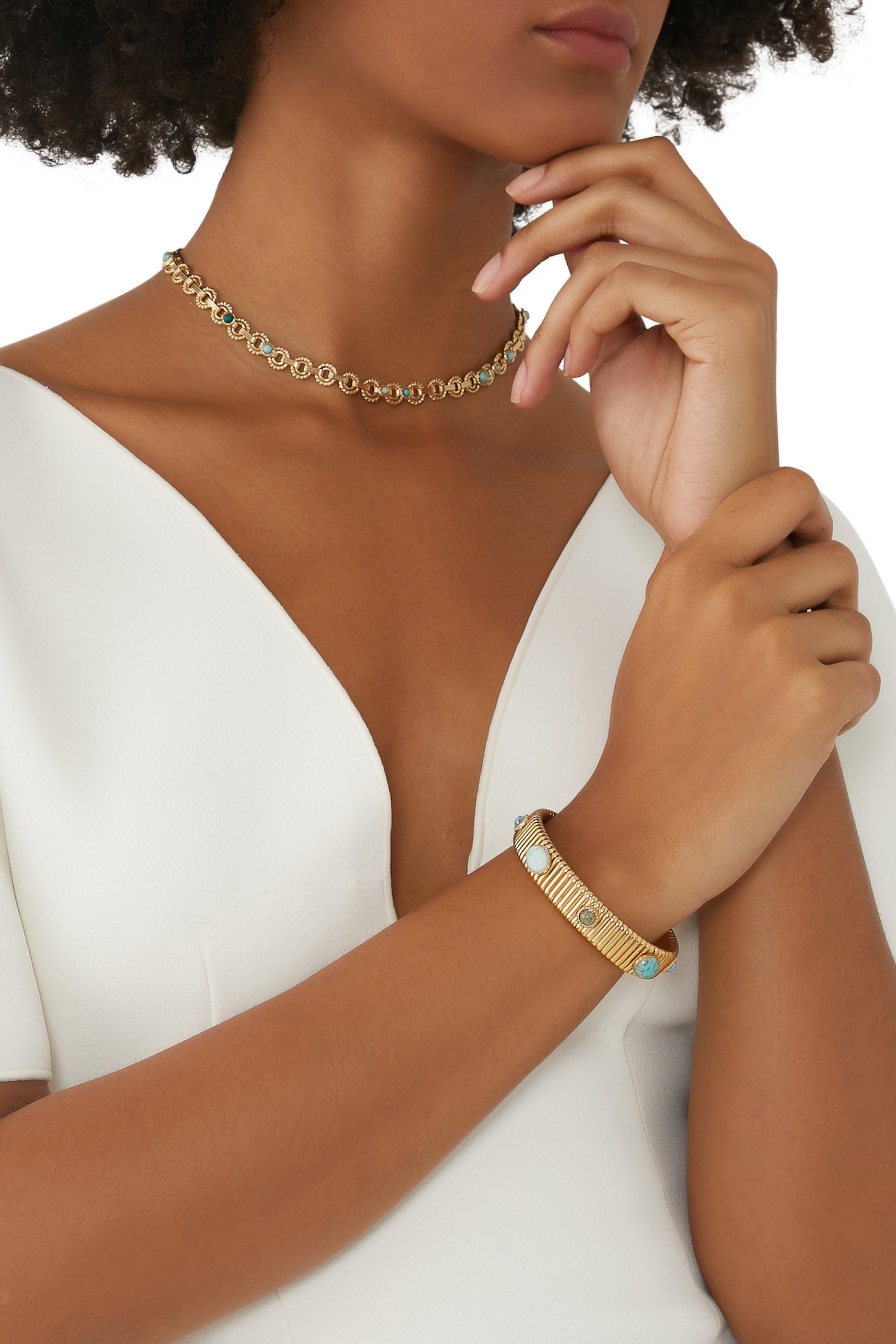 Mistral Necklace, 24k Gold-Plated Brass & Gemstones