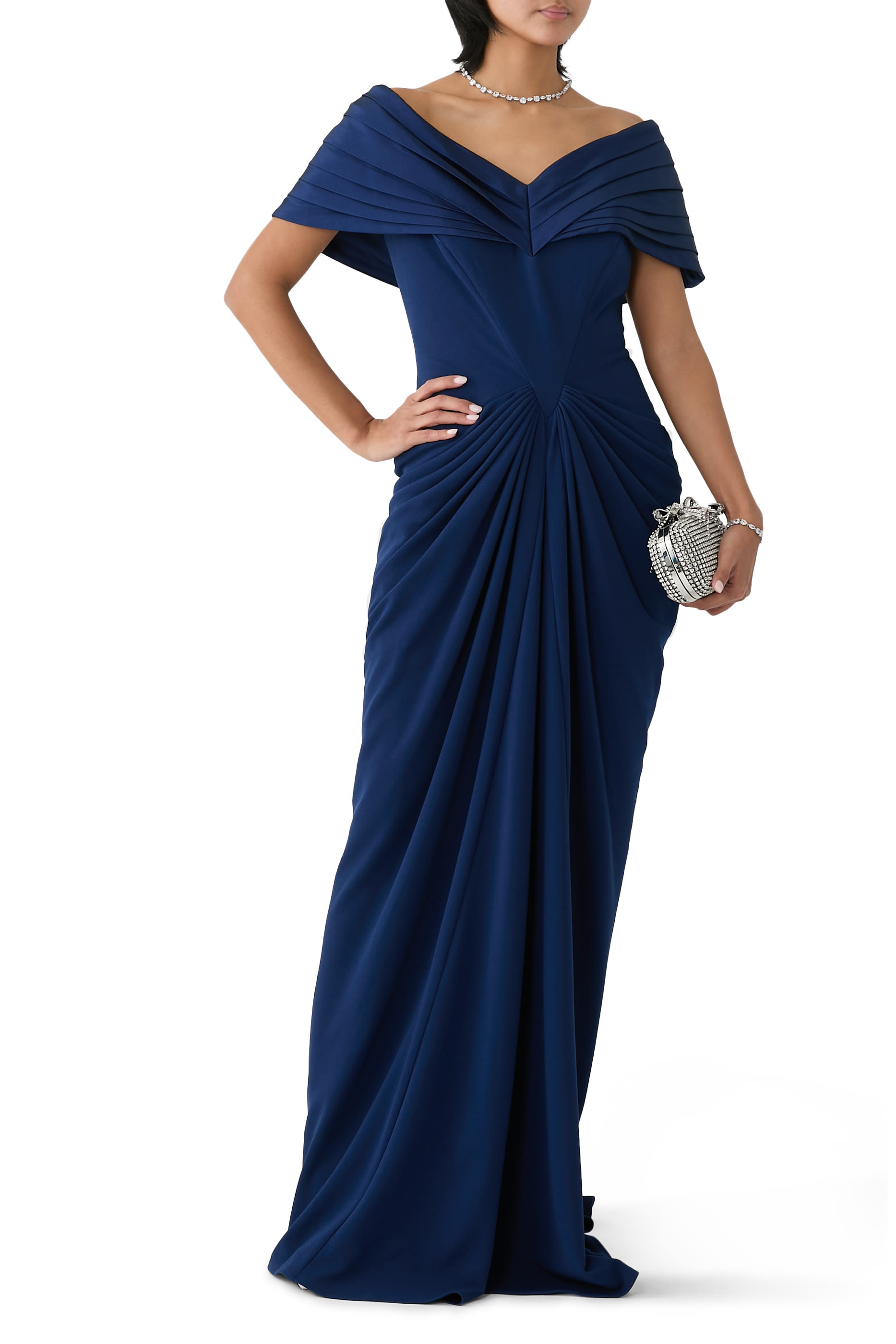 Seraphine Pleated Portrait Collar Gown