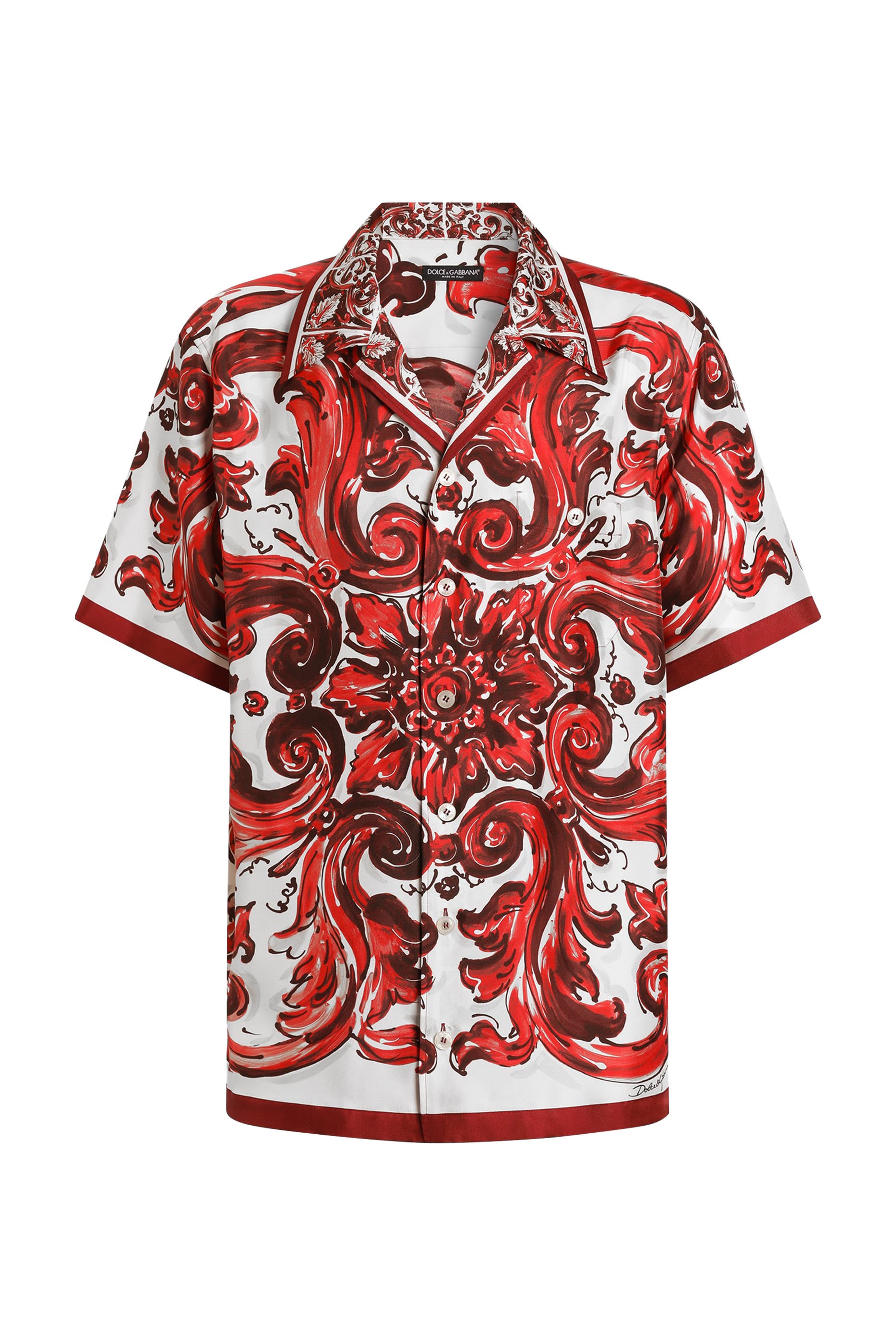 Majolica-Print Silk Twill Hawaii Shirt