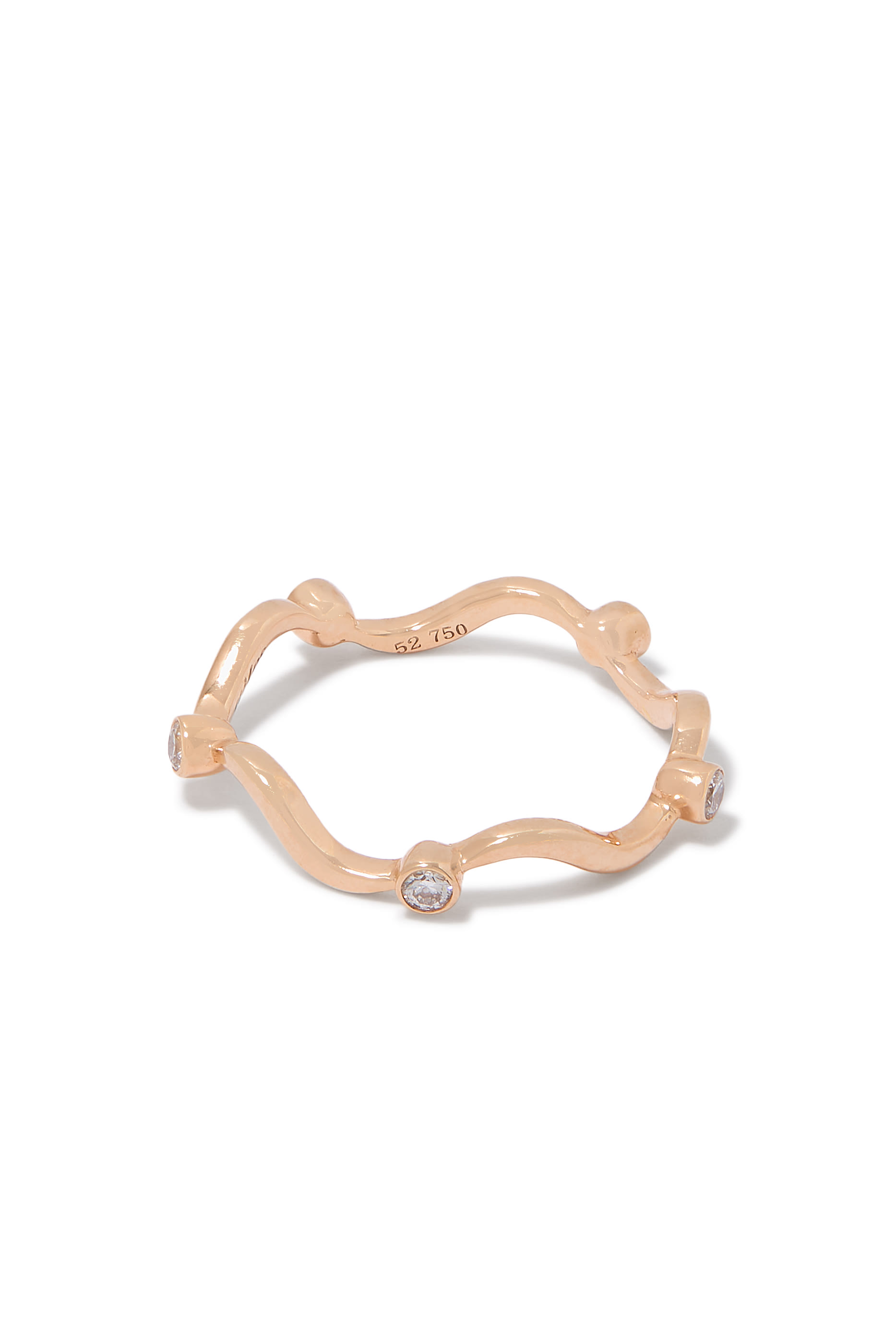 Single Wave Ring, 18k Rose Gold & Diamonds