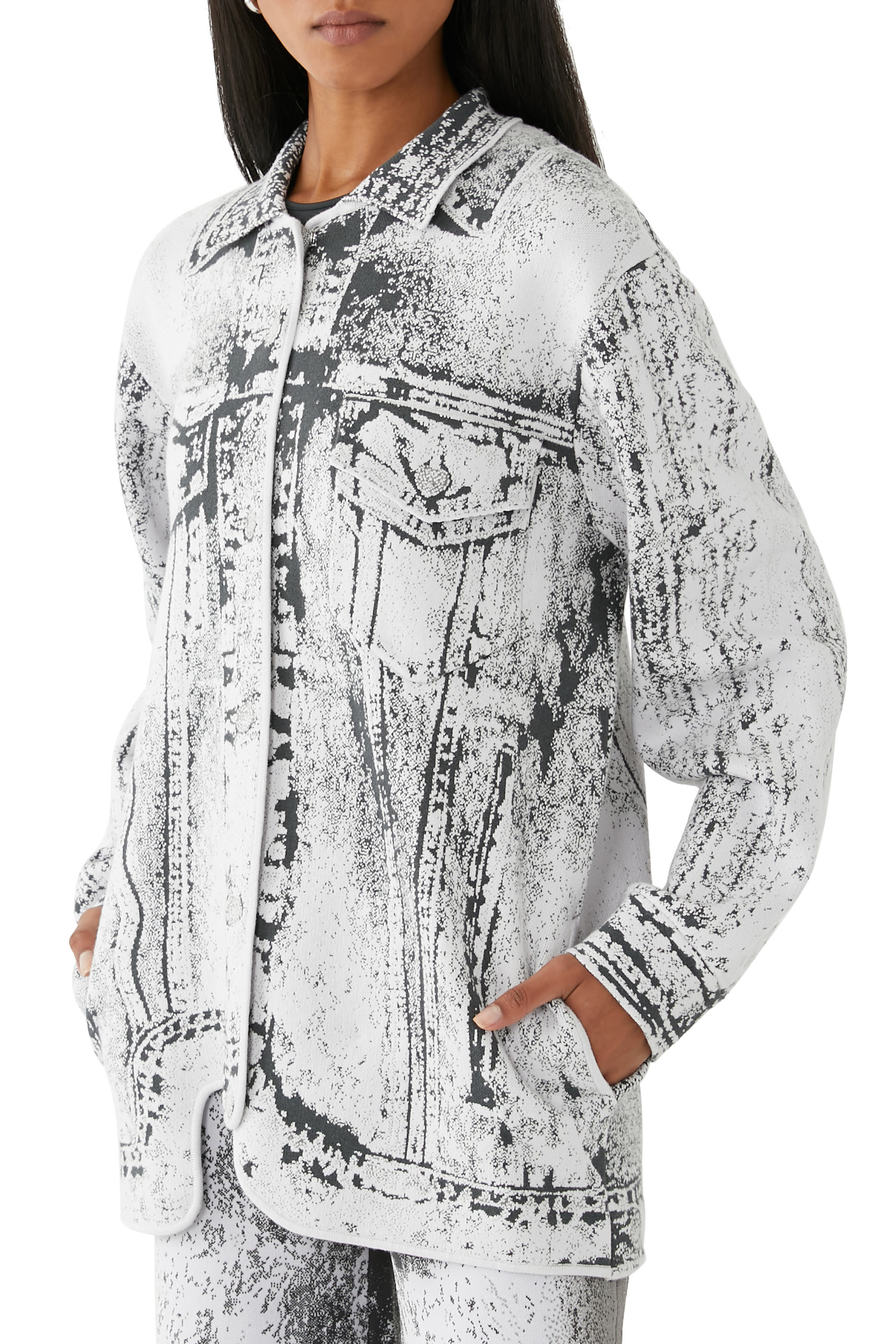 Hana Denim Print Oversized Jacket