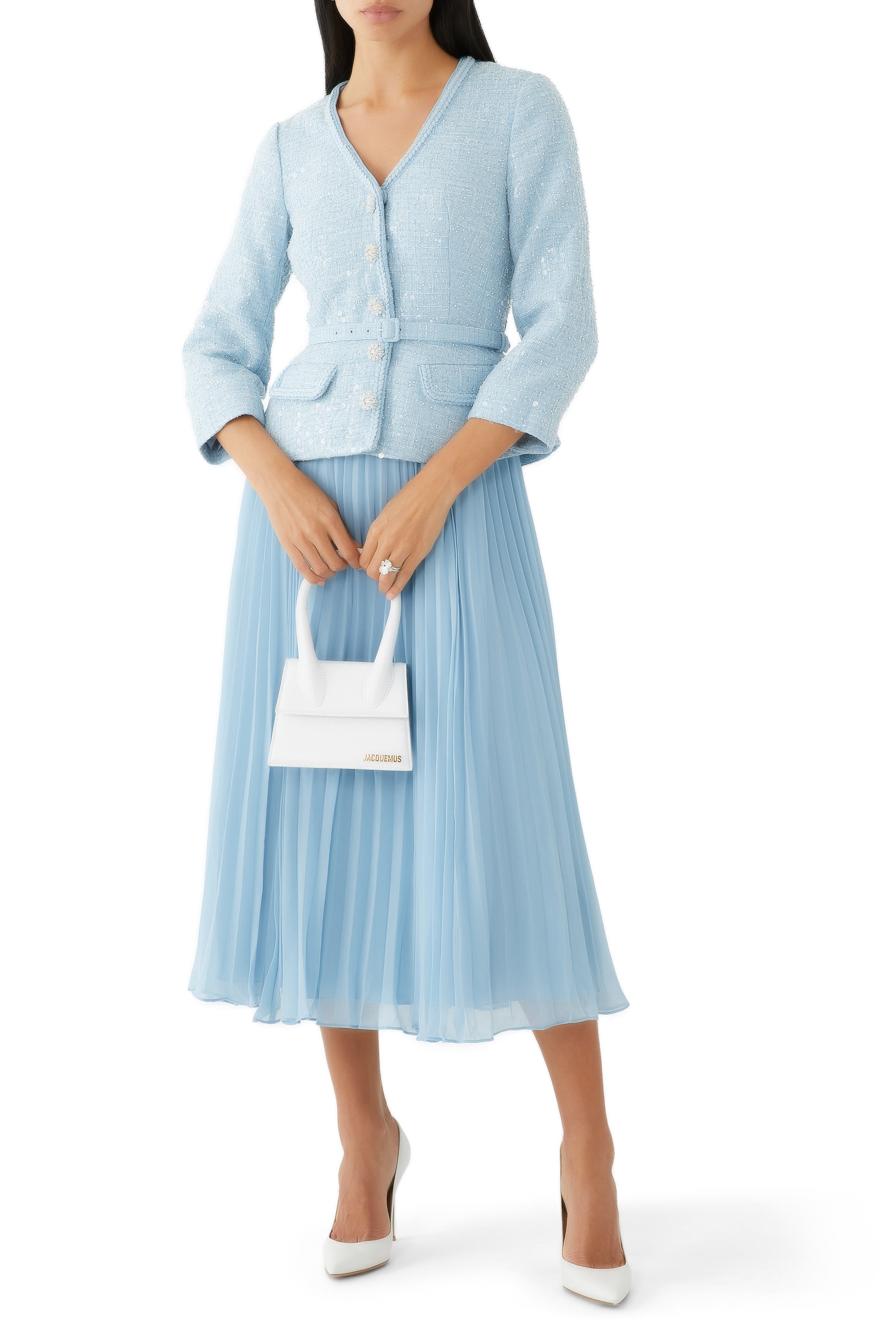 Sequin Boucle Tailored Midi Dress