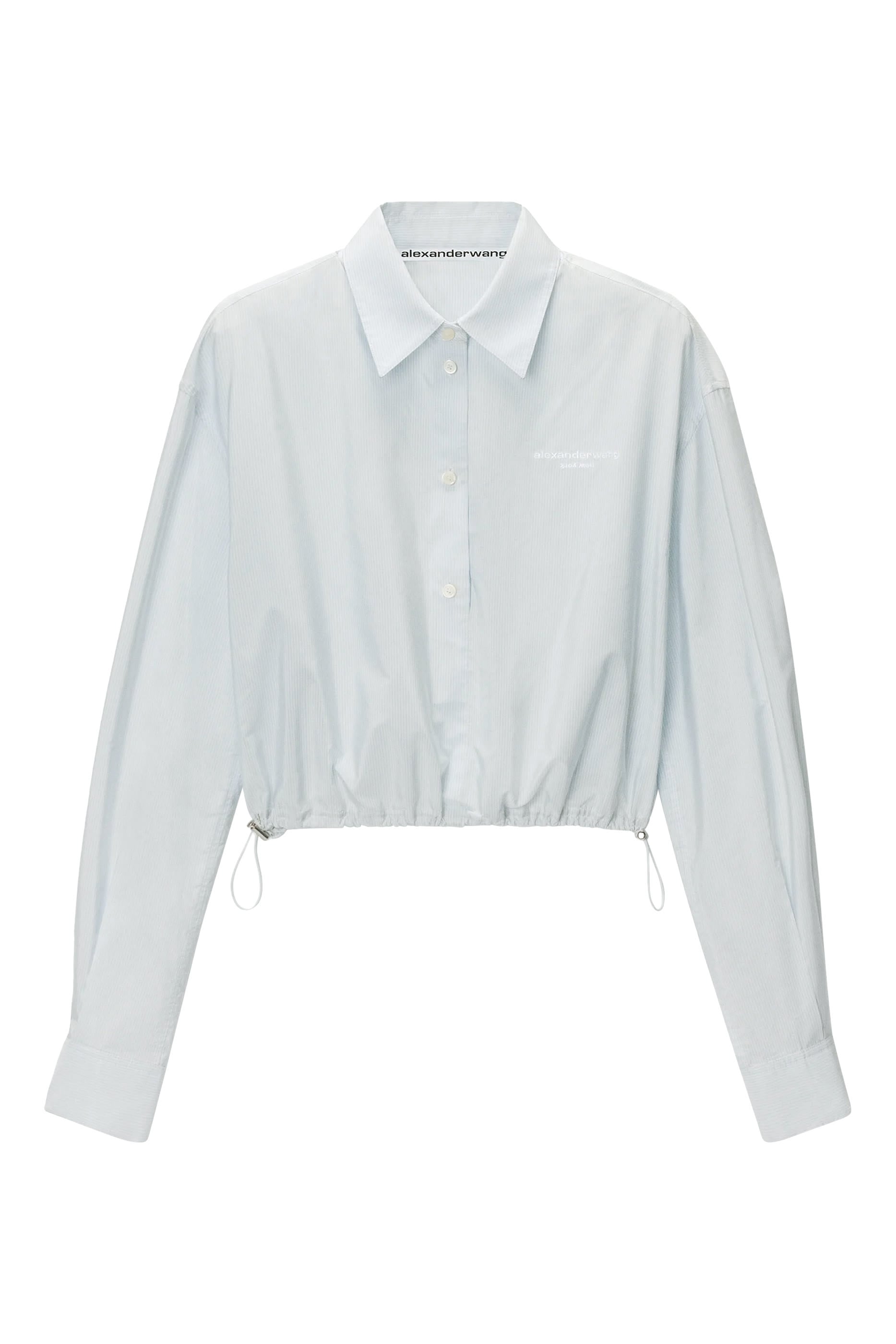 Cropped Shirt with Adjustable Drawcord Hem 