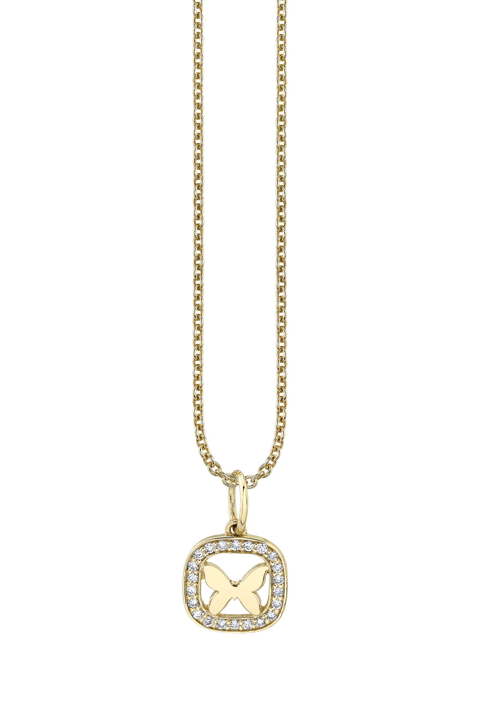 Butterfly Open Icon Charm Necklace, 14K Yellow Gold &  Diamond s