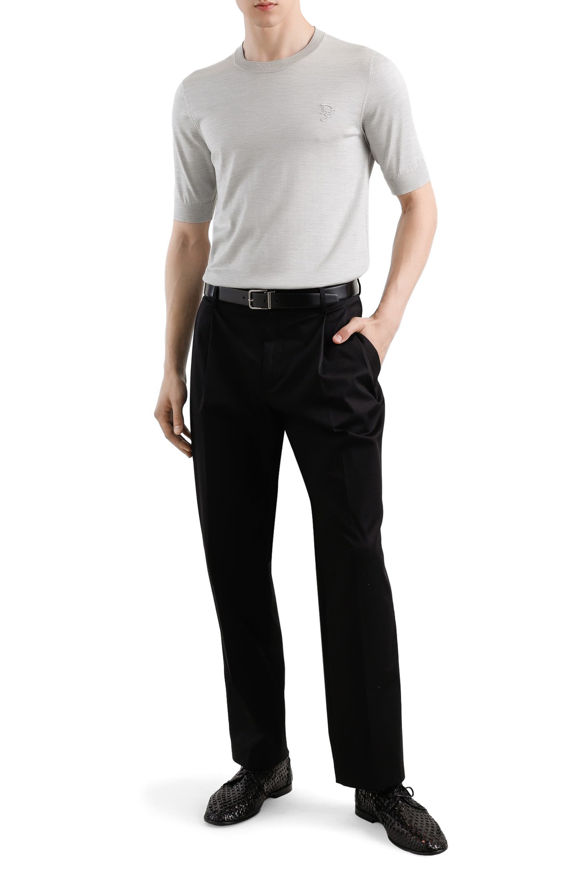 Silk Round-Neck Sweater with DG Embroidery