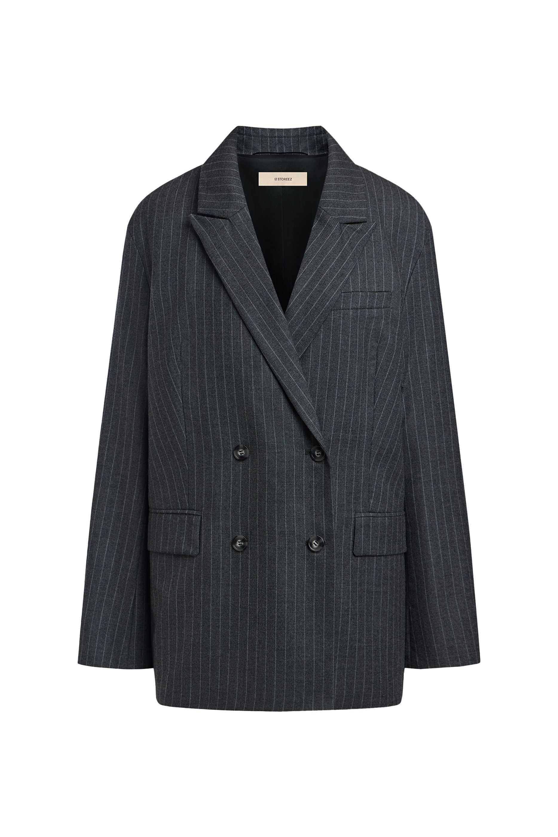  Pinstriped Wool Blazer