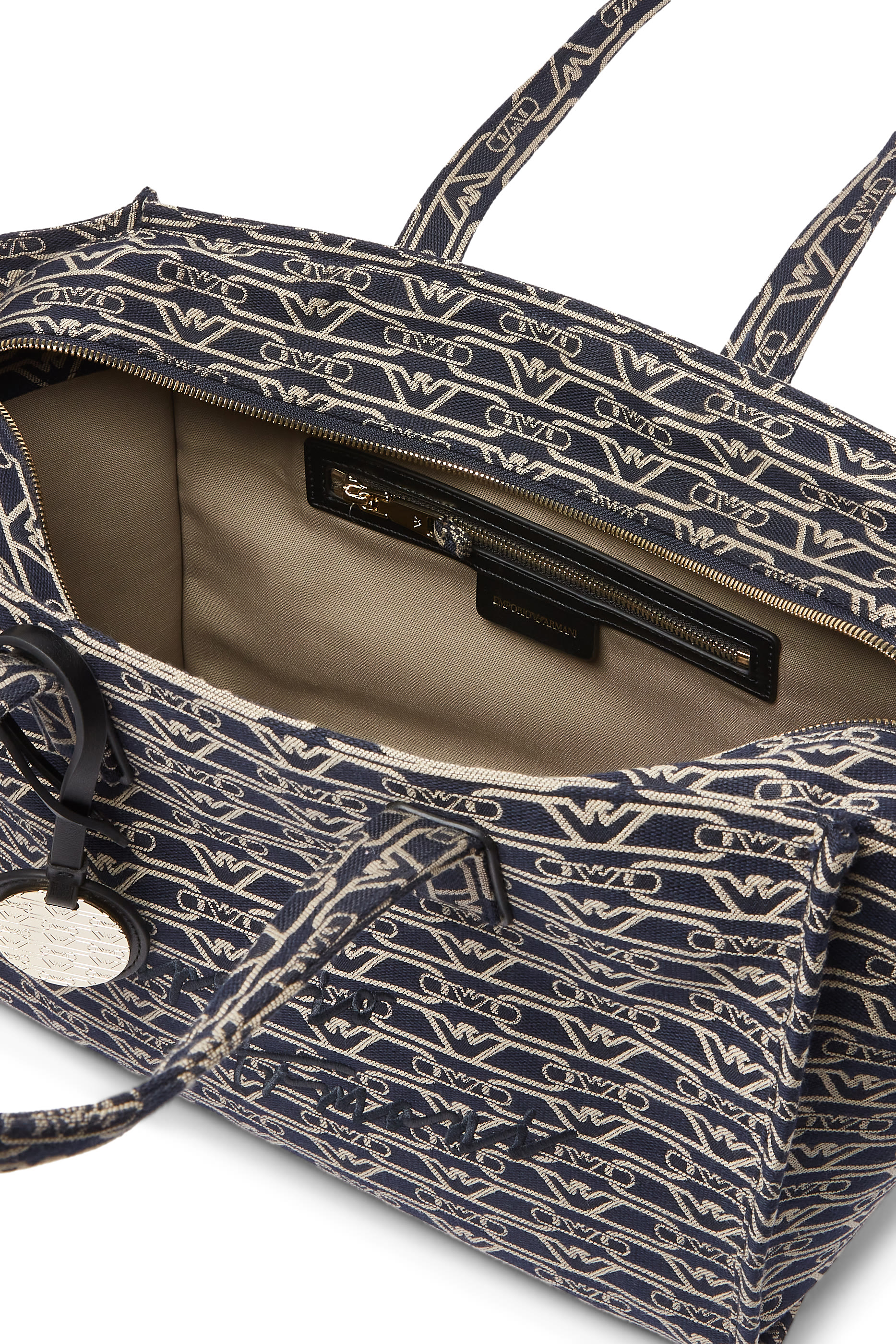 Medium Shopper Bag with All-Over Monogram Print