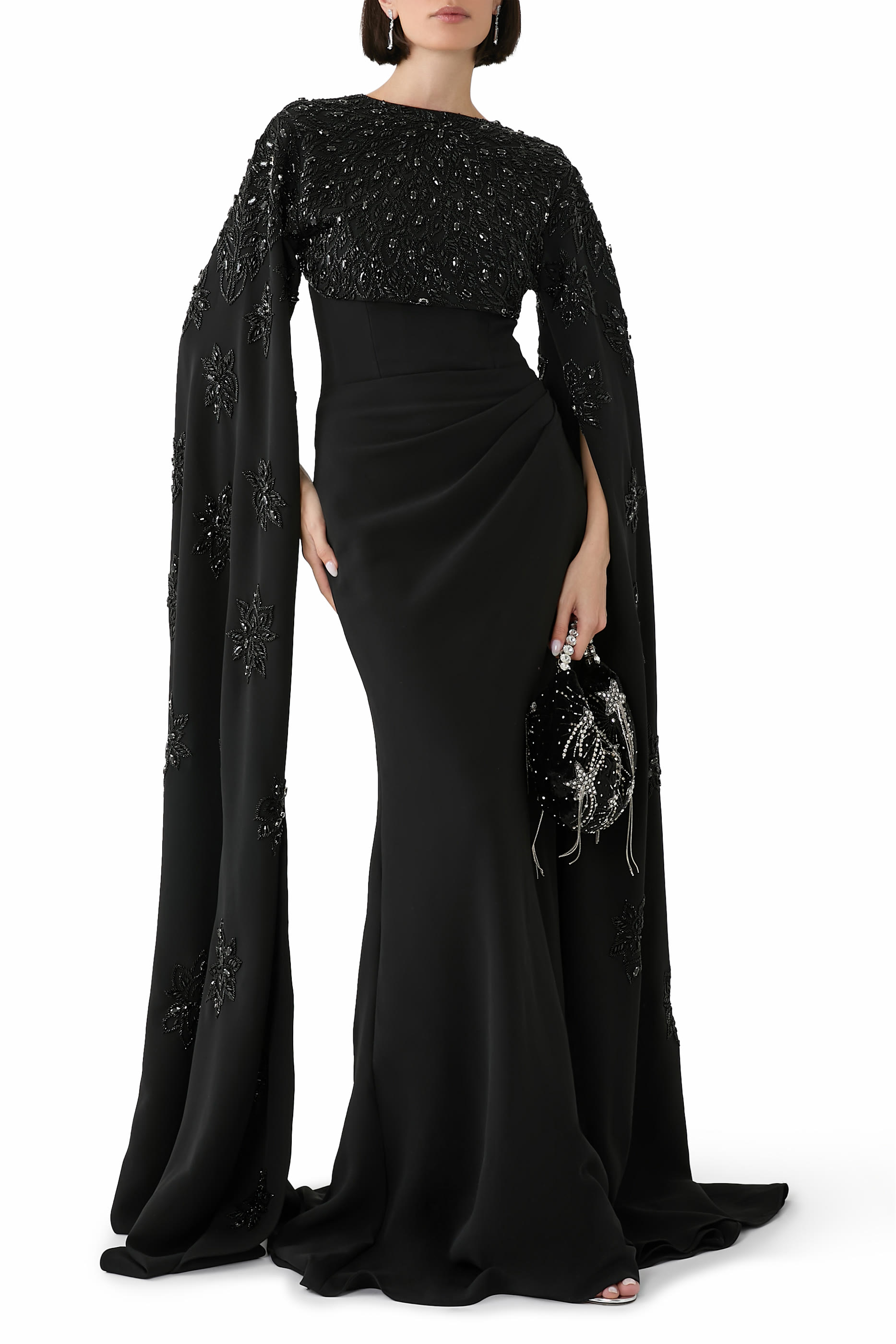 Crepe Dress with Beaded Bolero