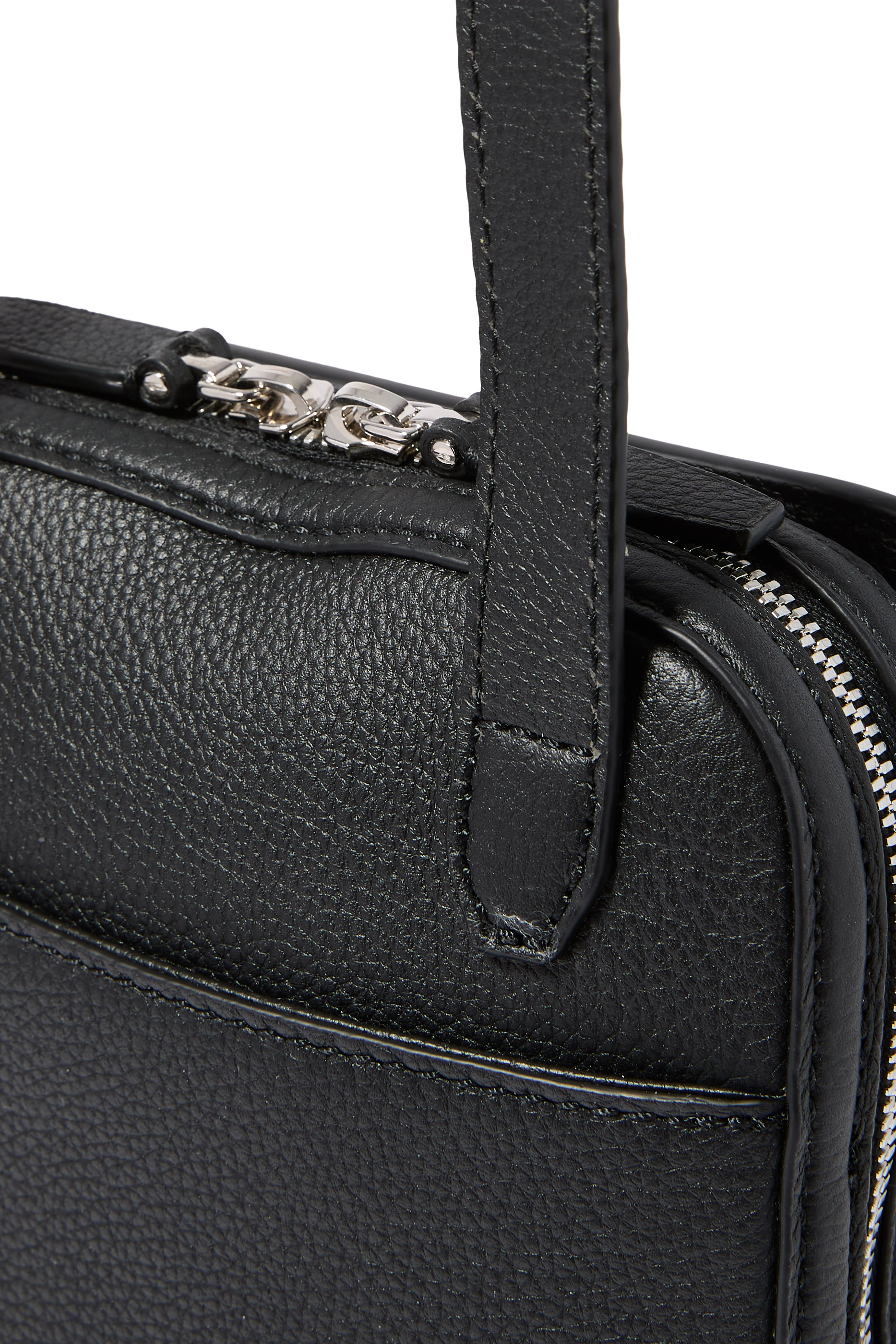 Logo Grained Leather Messenger Bag