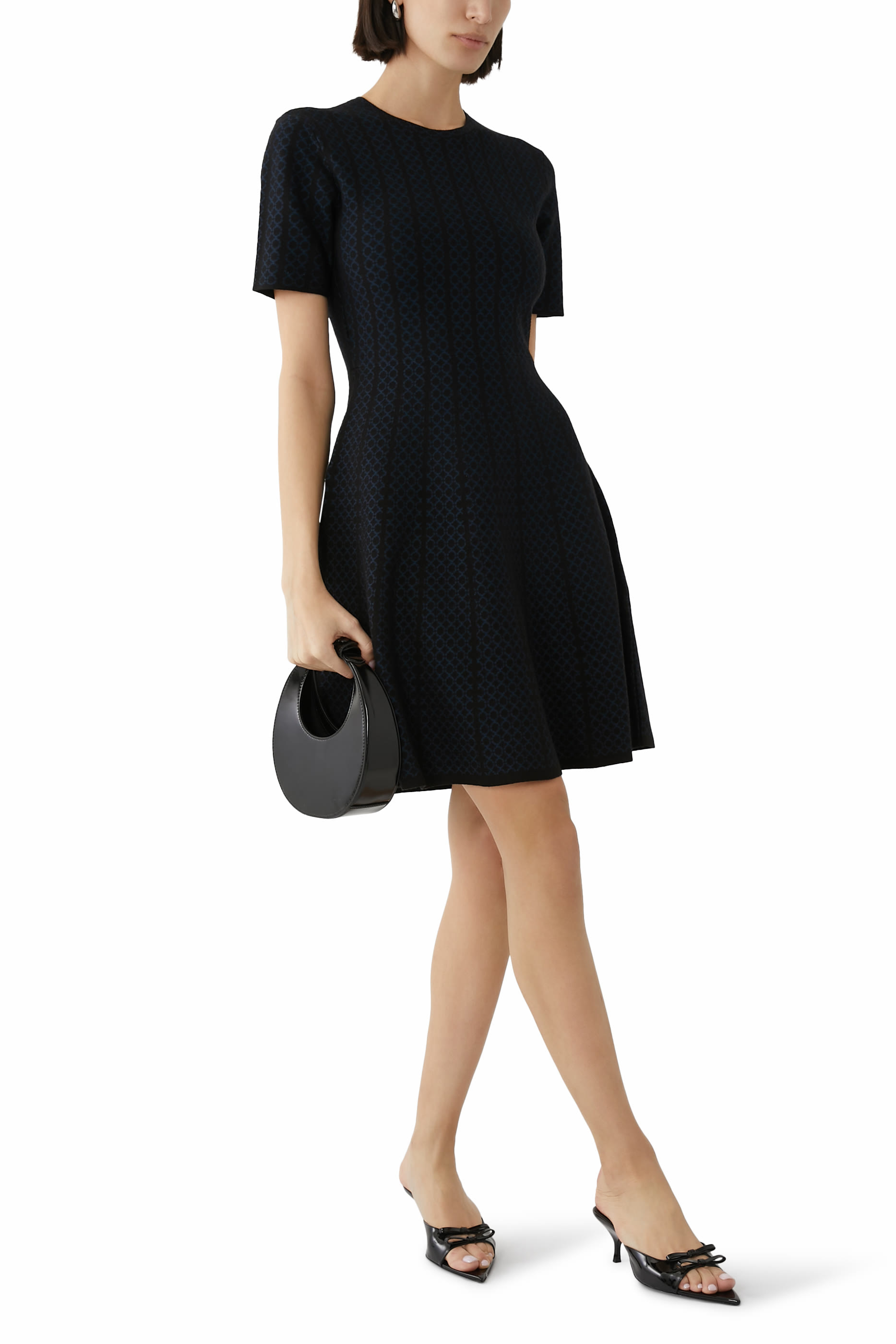 Jacquard Knit Flared Dress