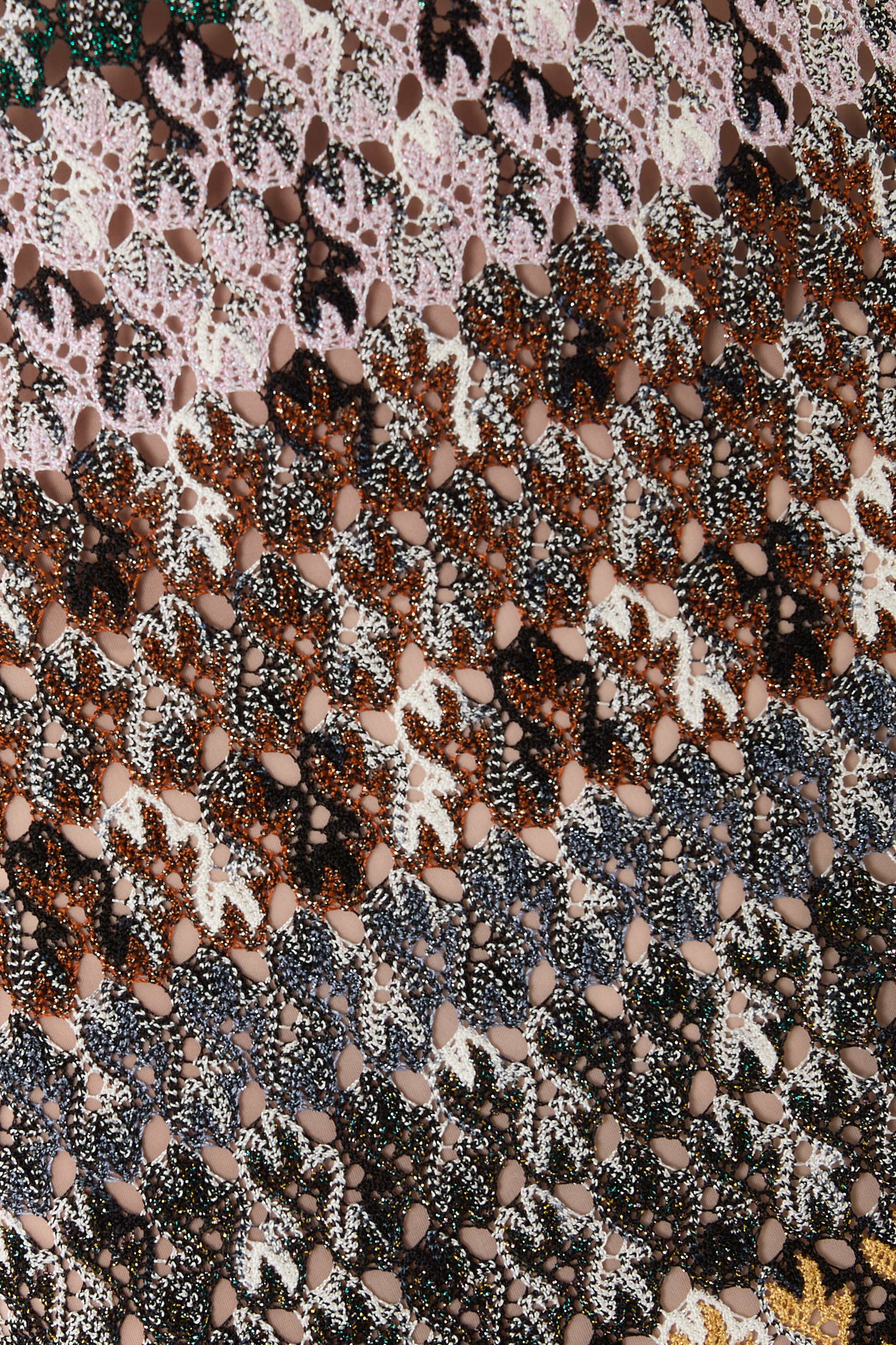 Mini Dress in Striped Embroidered Lace