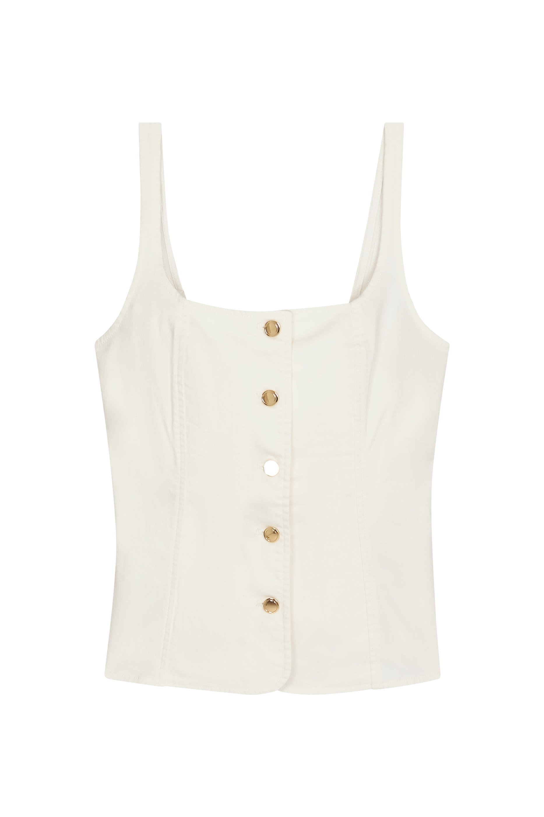 Sleeveless Denim Button Front Top