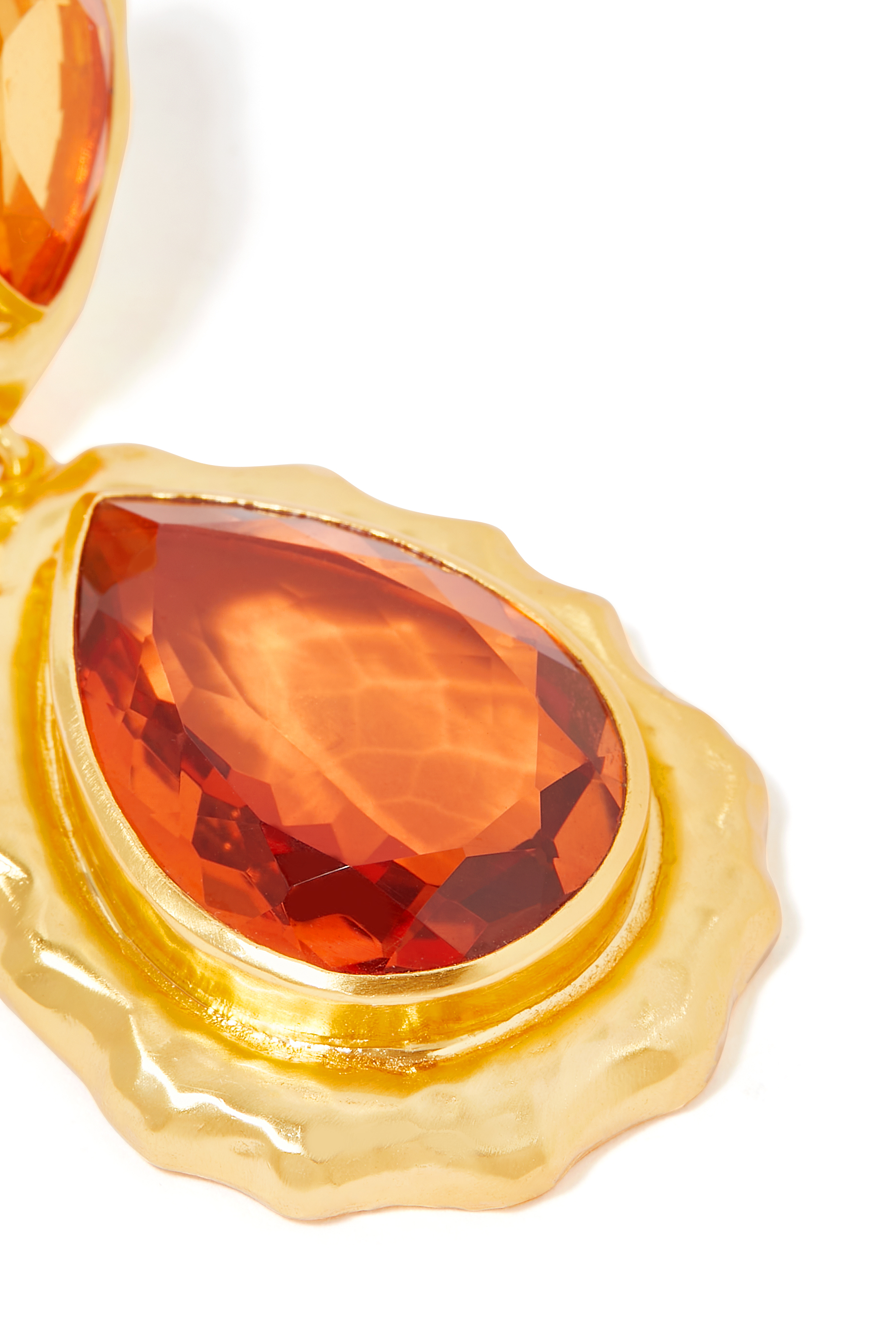 Paulina Earrings, 24k Yellow Gold-Plated Brass & Citrine Quartz