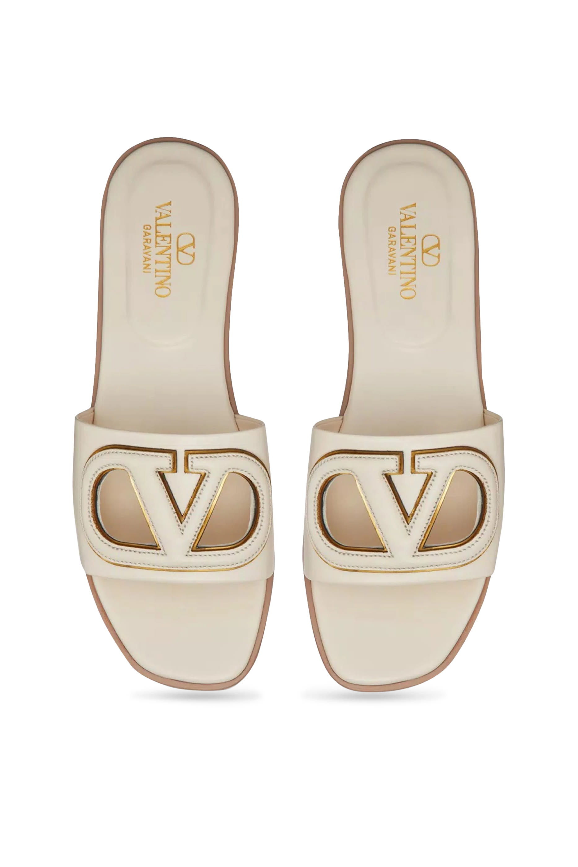 VLogo Cut-Out Calfskin Slides
