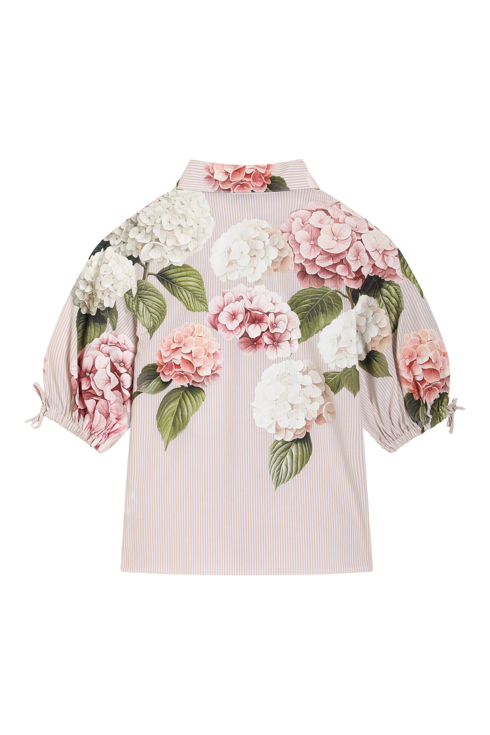 Kids Hydrangea-Print Striped Poplin Shirt 