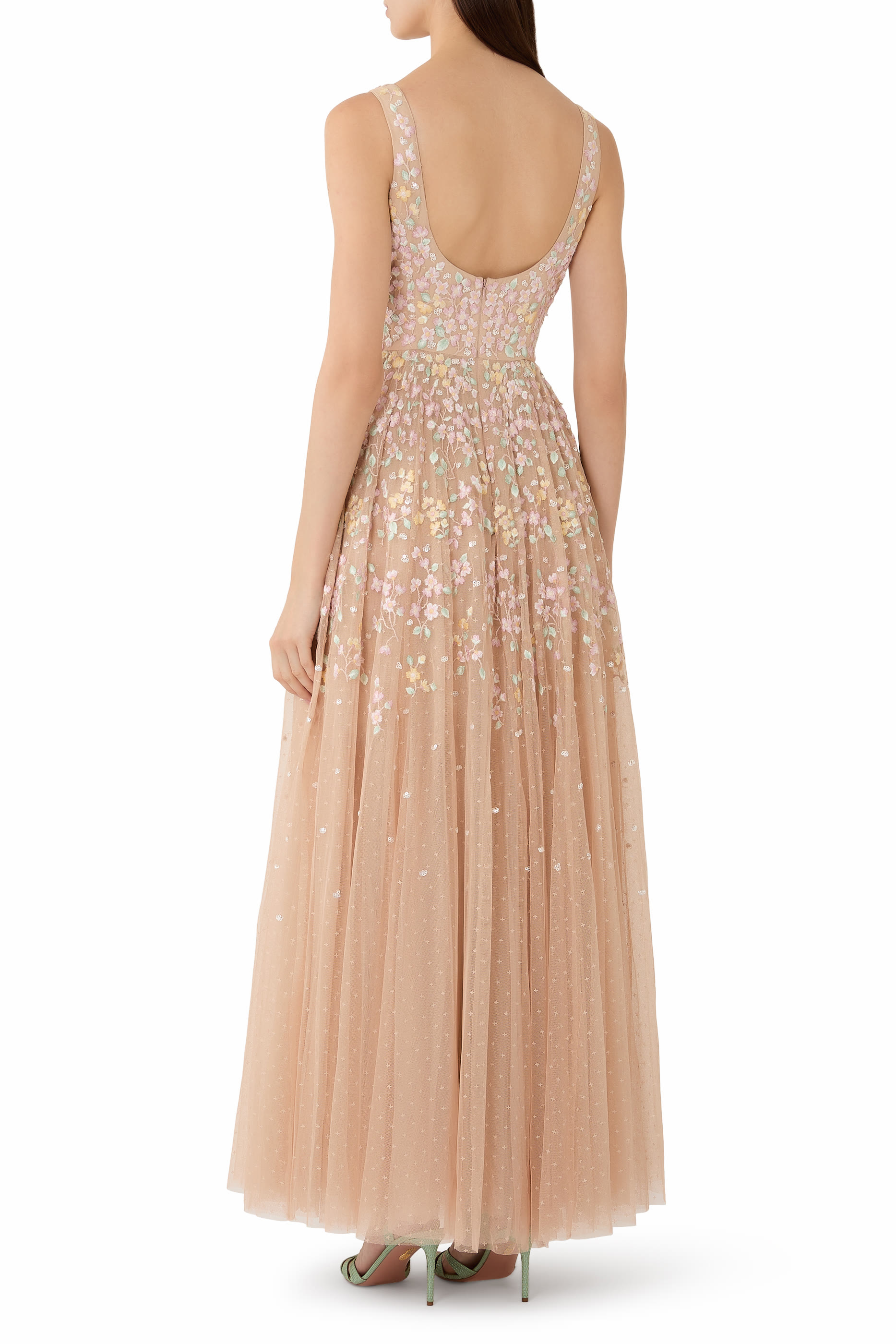 Versailles Ditsy Cowl Neck Gown