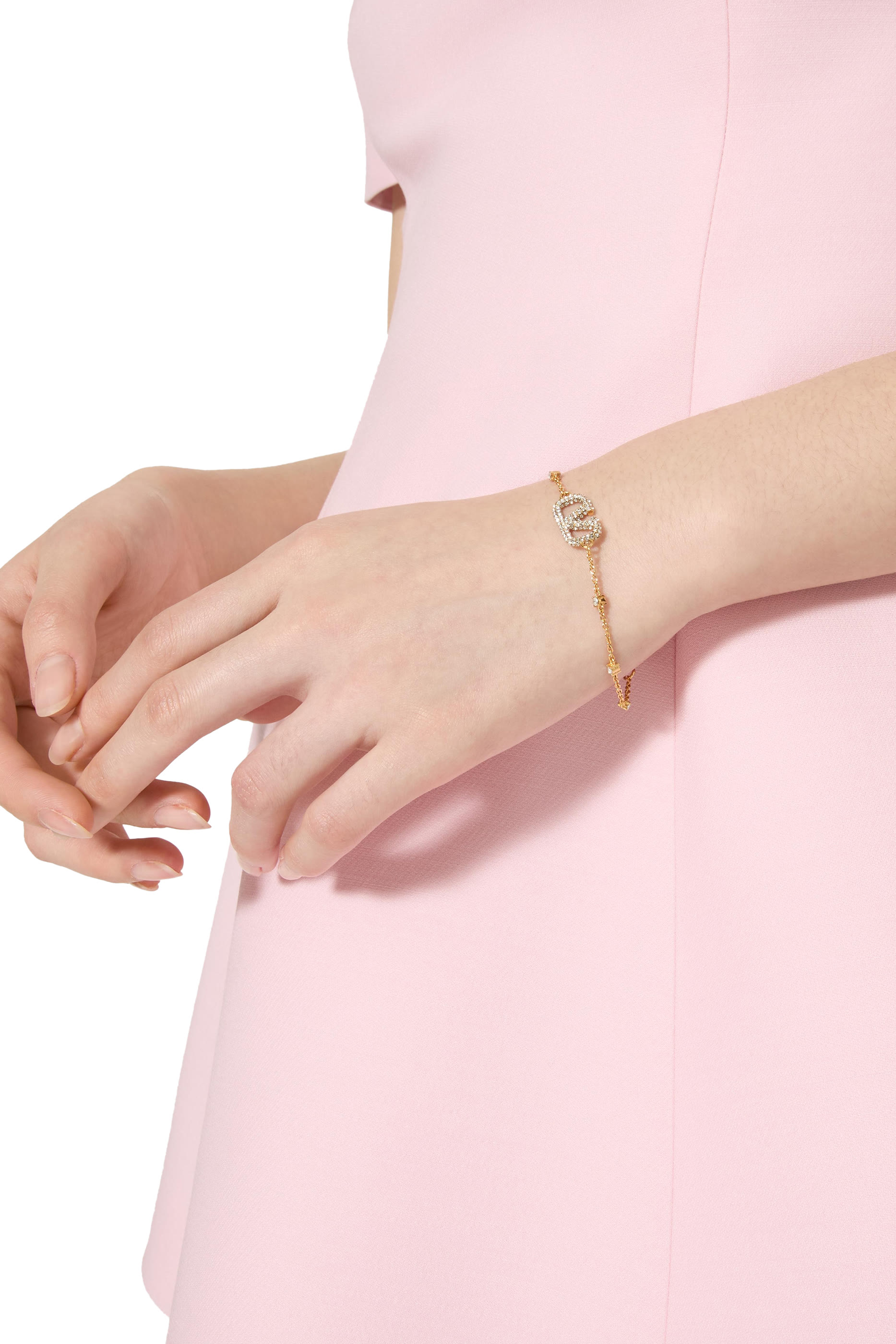 VLogo Signature Bracelet, 18k Gold & Swarovski Crystals&reg;, Beads