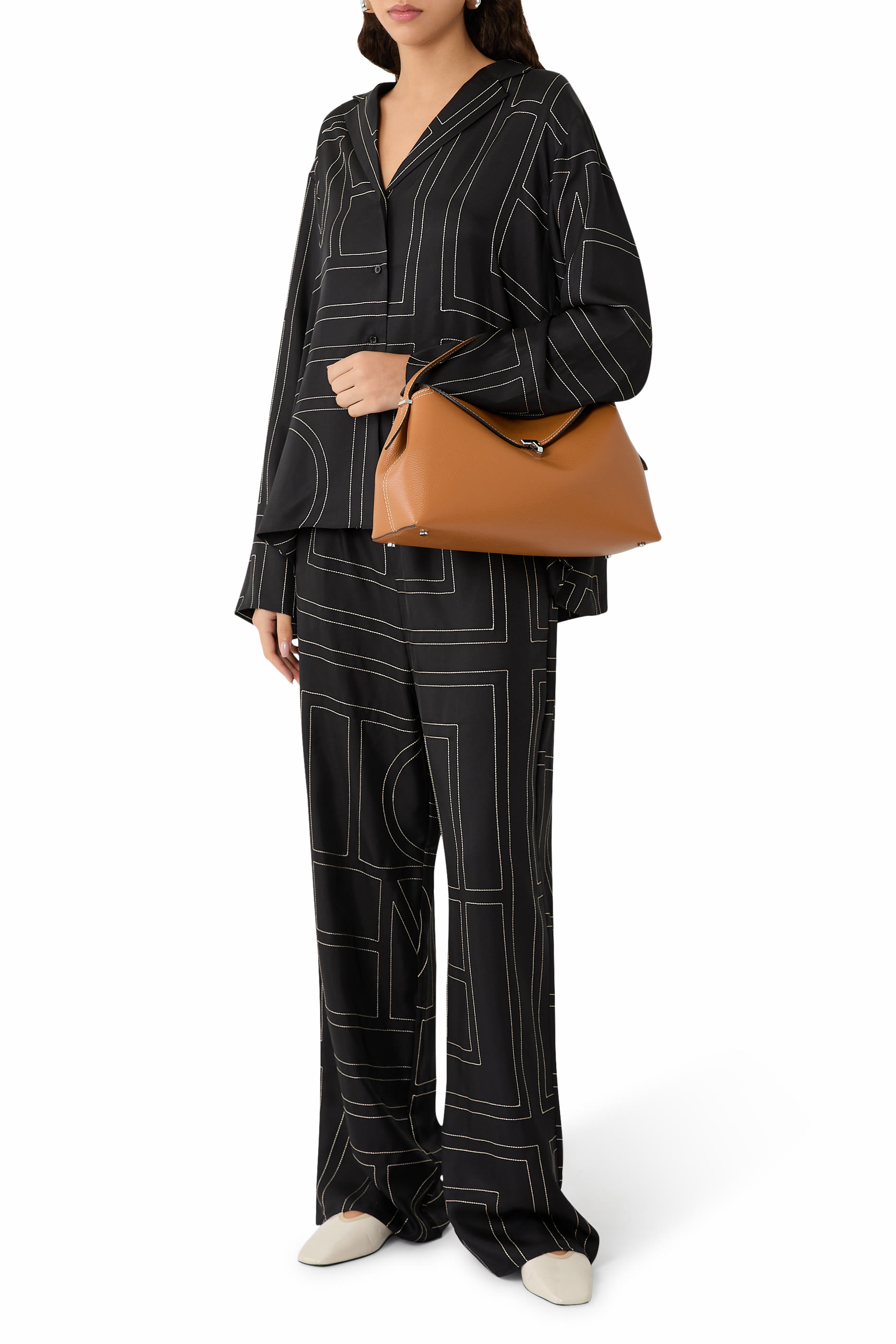  T-Lock Grained-Leather Top Handle Bag