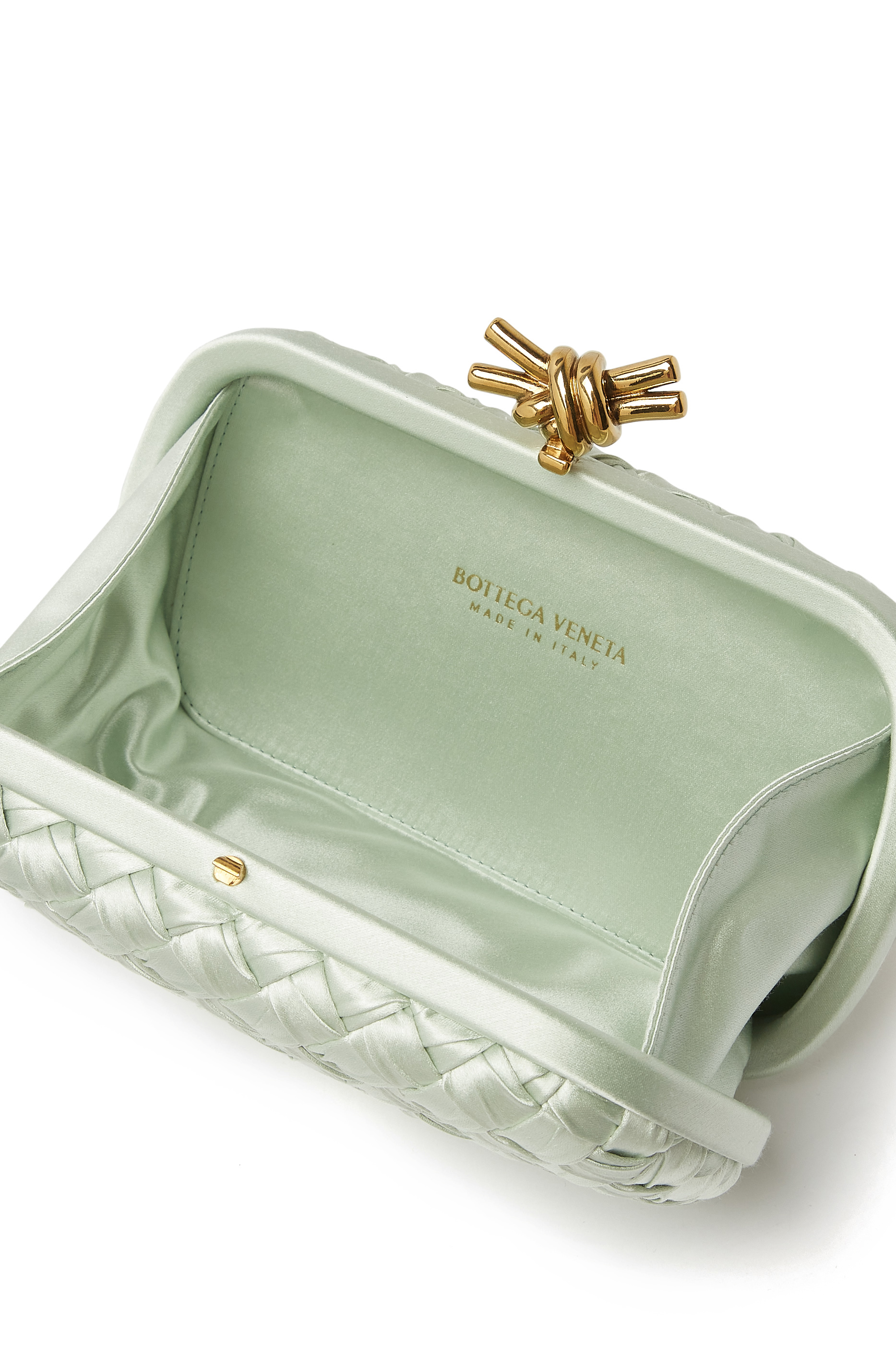 Knot Minaudière Intreccio Calfskin Leather Clutch