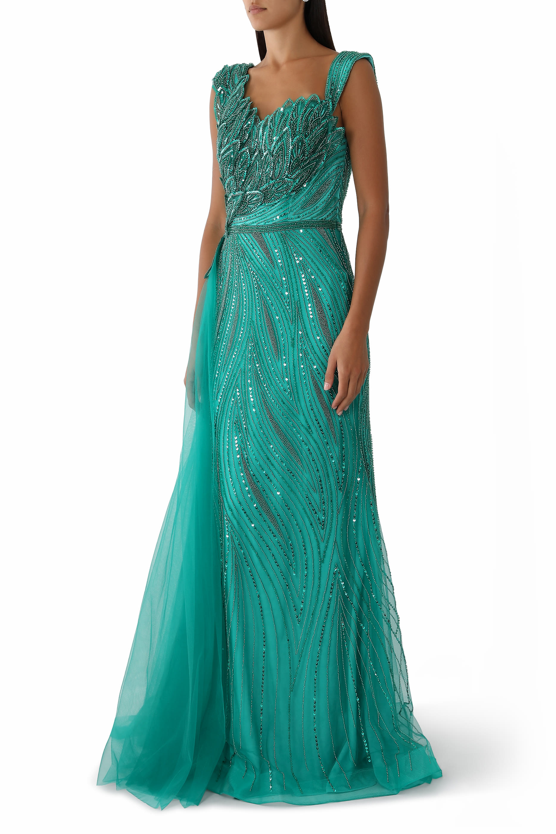 Sequin Embellished Sleeveless Gown