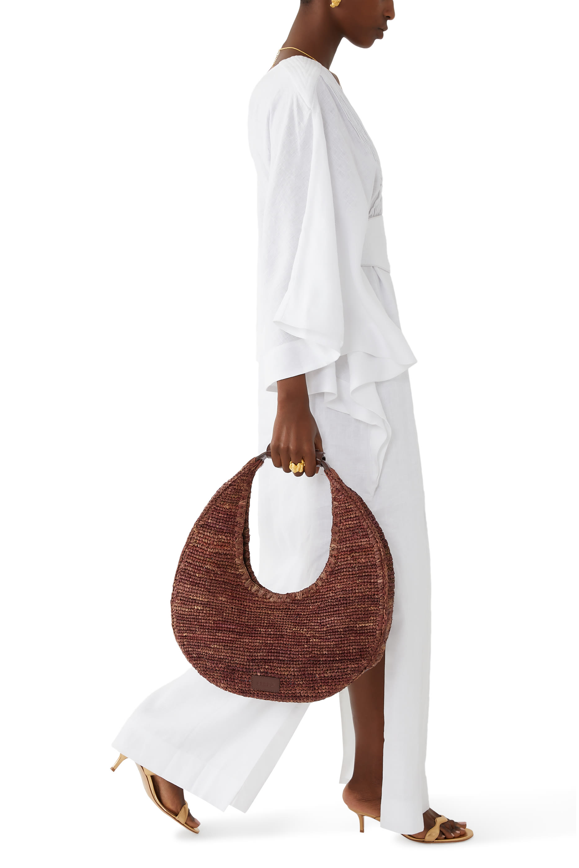 Large Raffia Moon Tote Bag