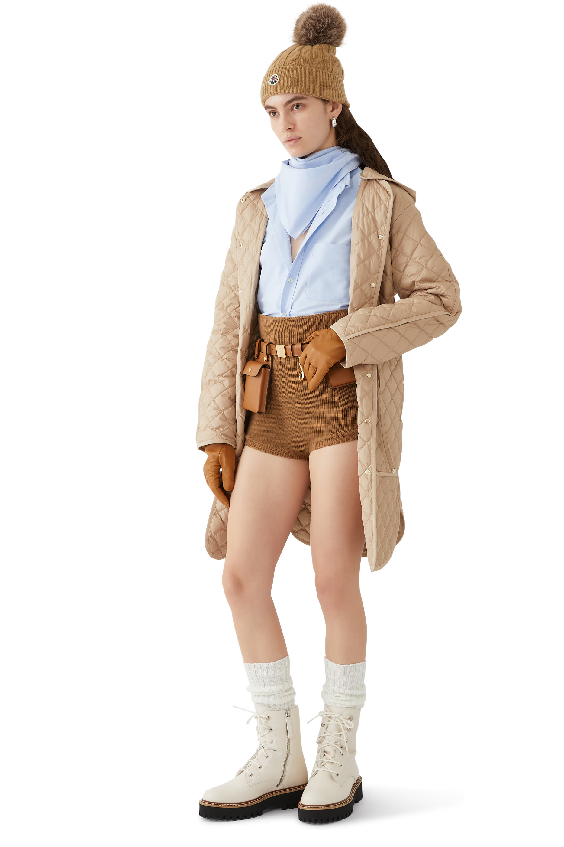 Etelan Hooded Diamond-Quilted Long Down Jacket