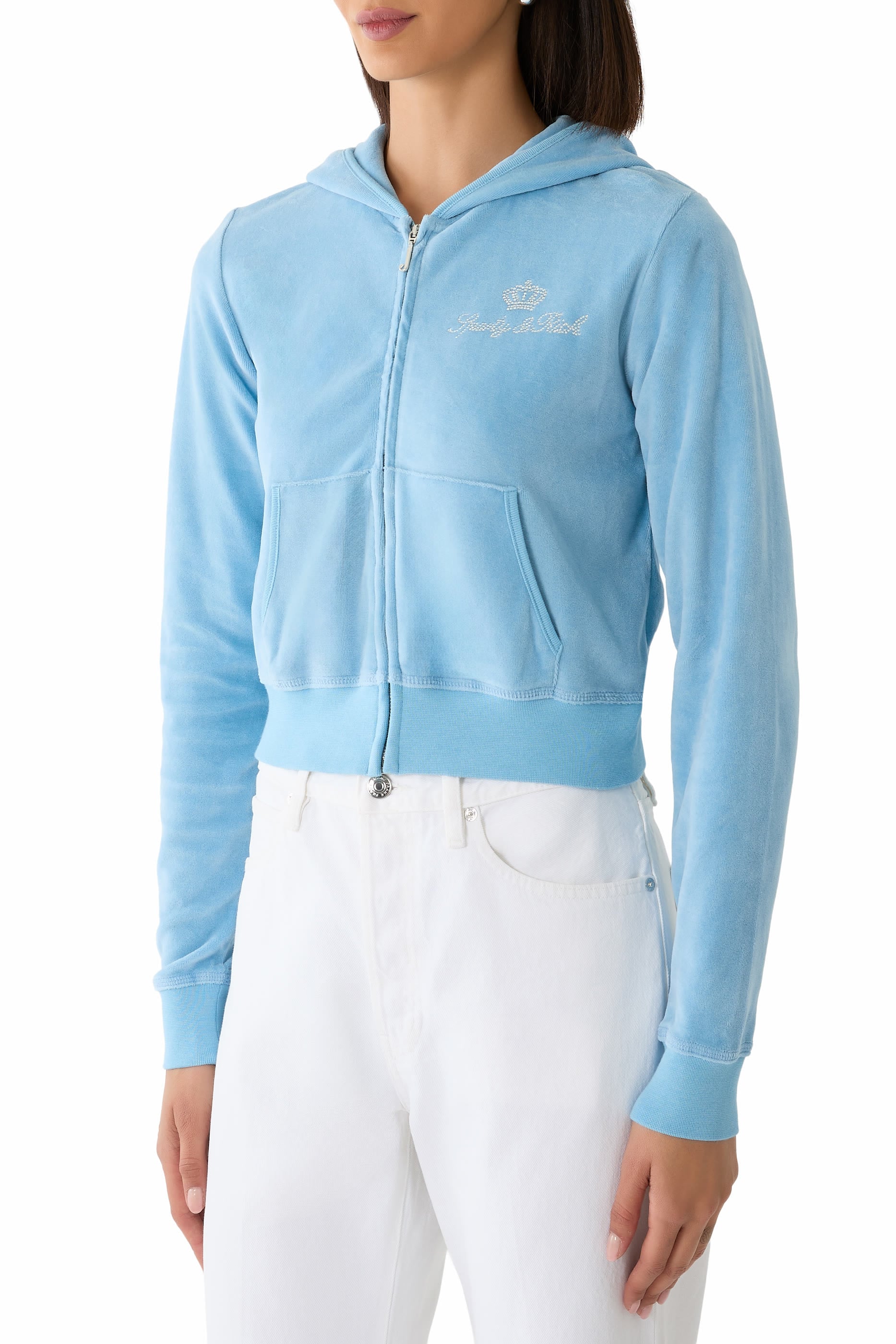 Juicy Script Velour Zip Hoodie 