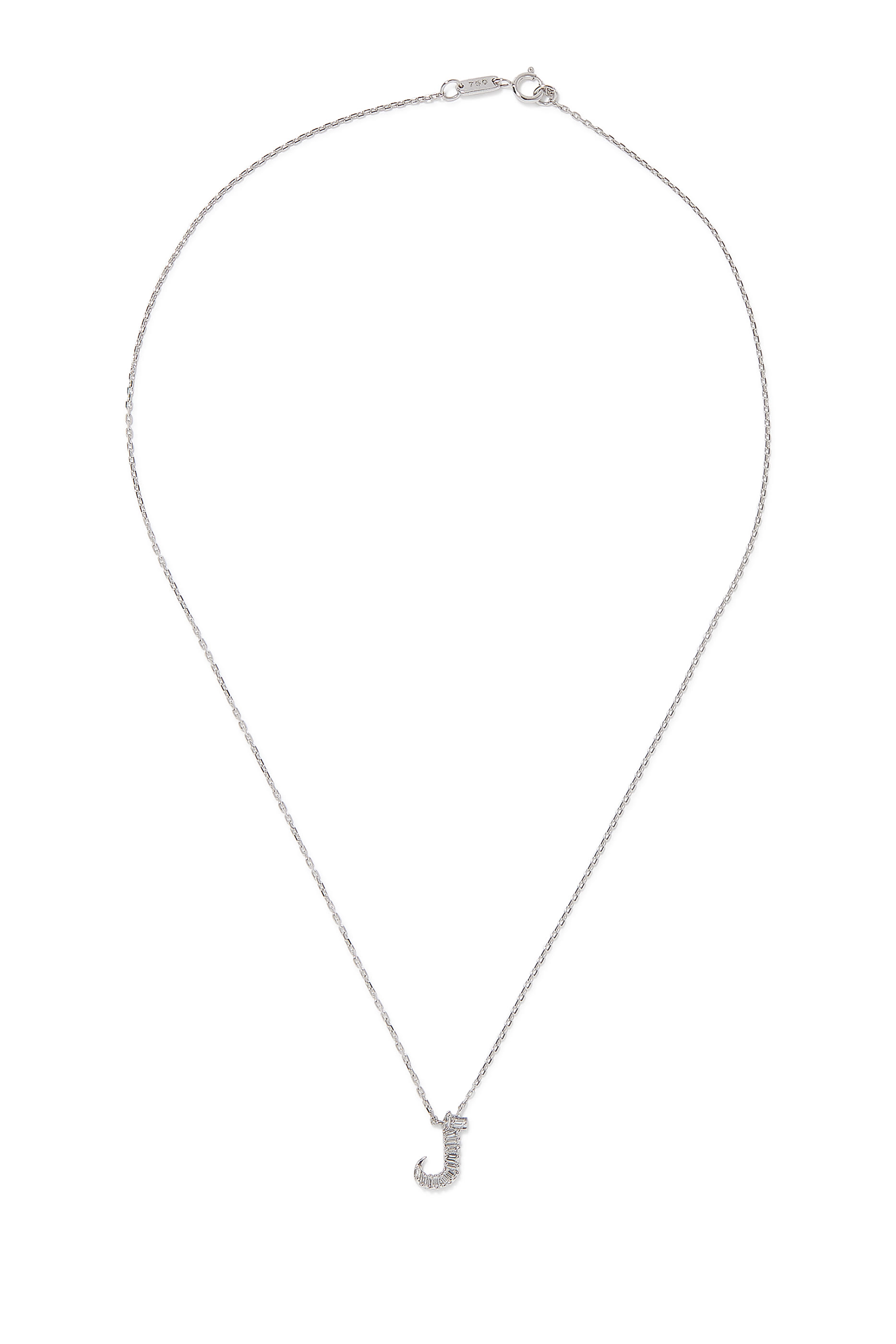 Oula XS Lam Letter Chain Pendant, 18k White Gold & Diamonds