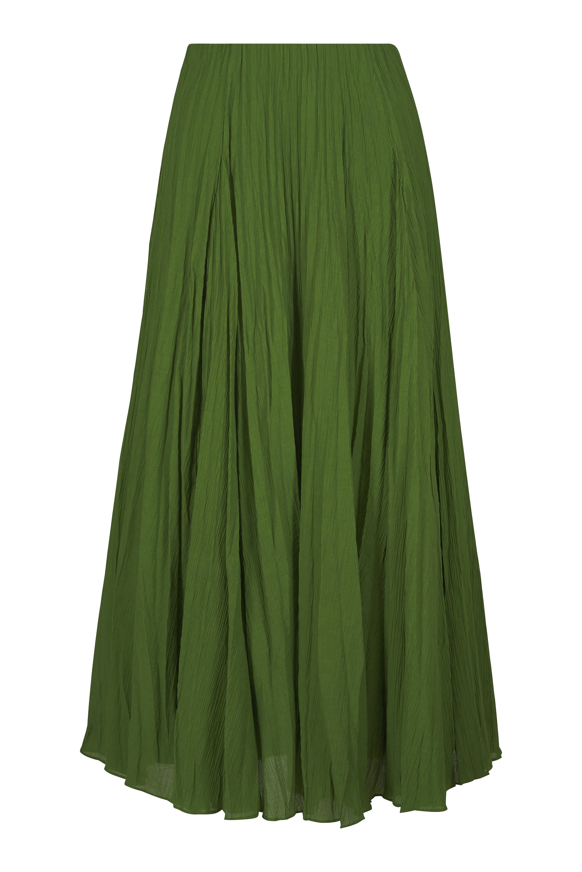 Crinkled Pliss&eacute; Cotton-Blend Maxi Skirt 
