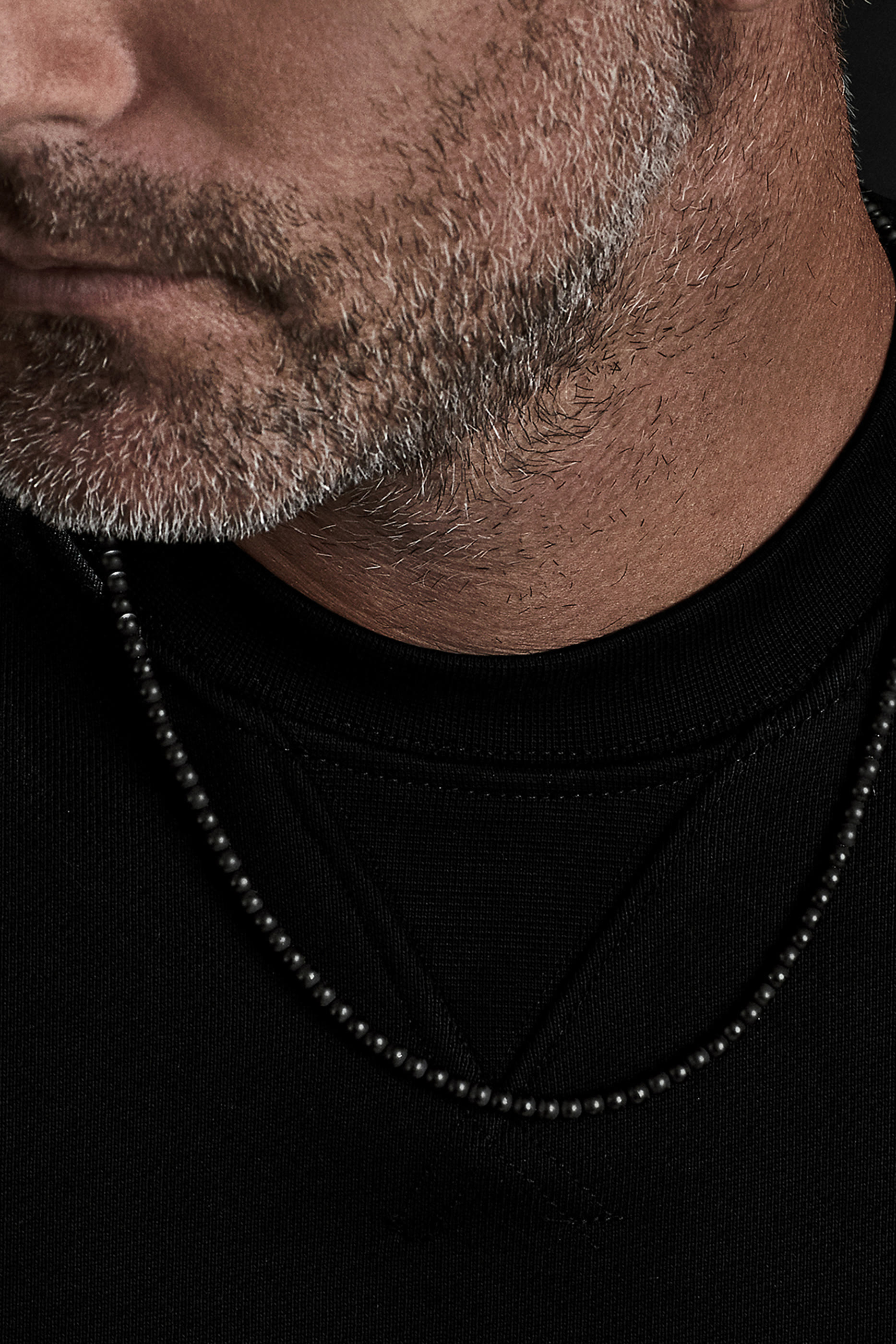 Spiritual Beads Necklace, Sterling Silver & Onyx