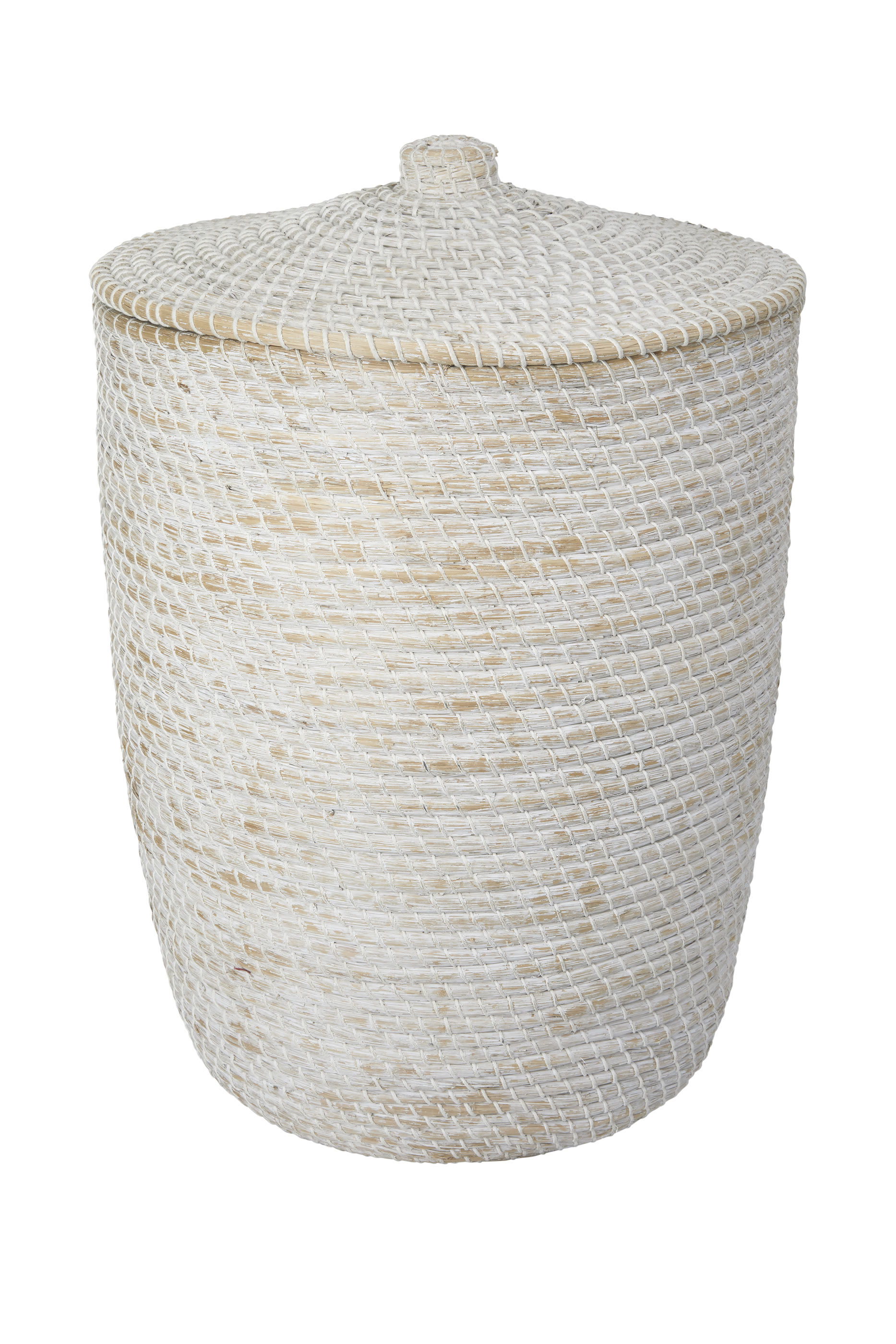 Whitewashed Seagrass Laundry Basket With Liner