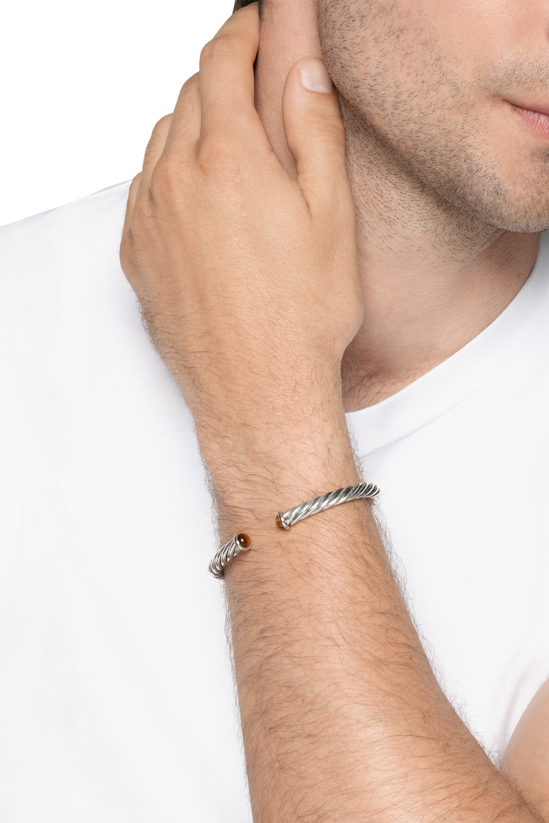 Cable Cuff Bracelet, Sterling Silver & Tiger's Eye