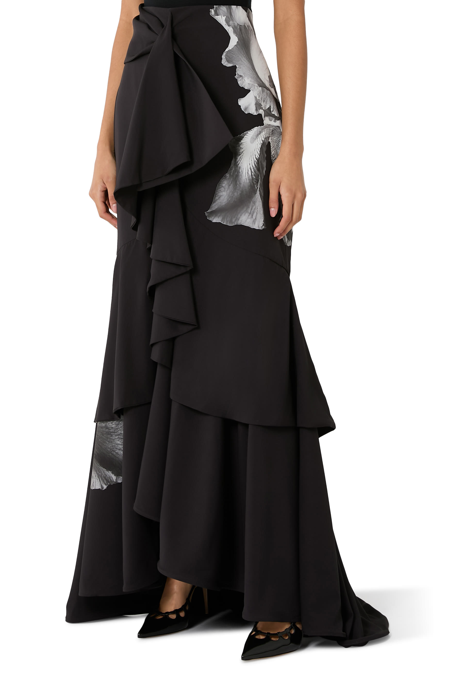 Front Ruffle Maxi Skirt