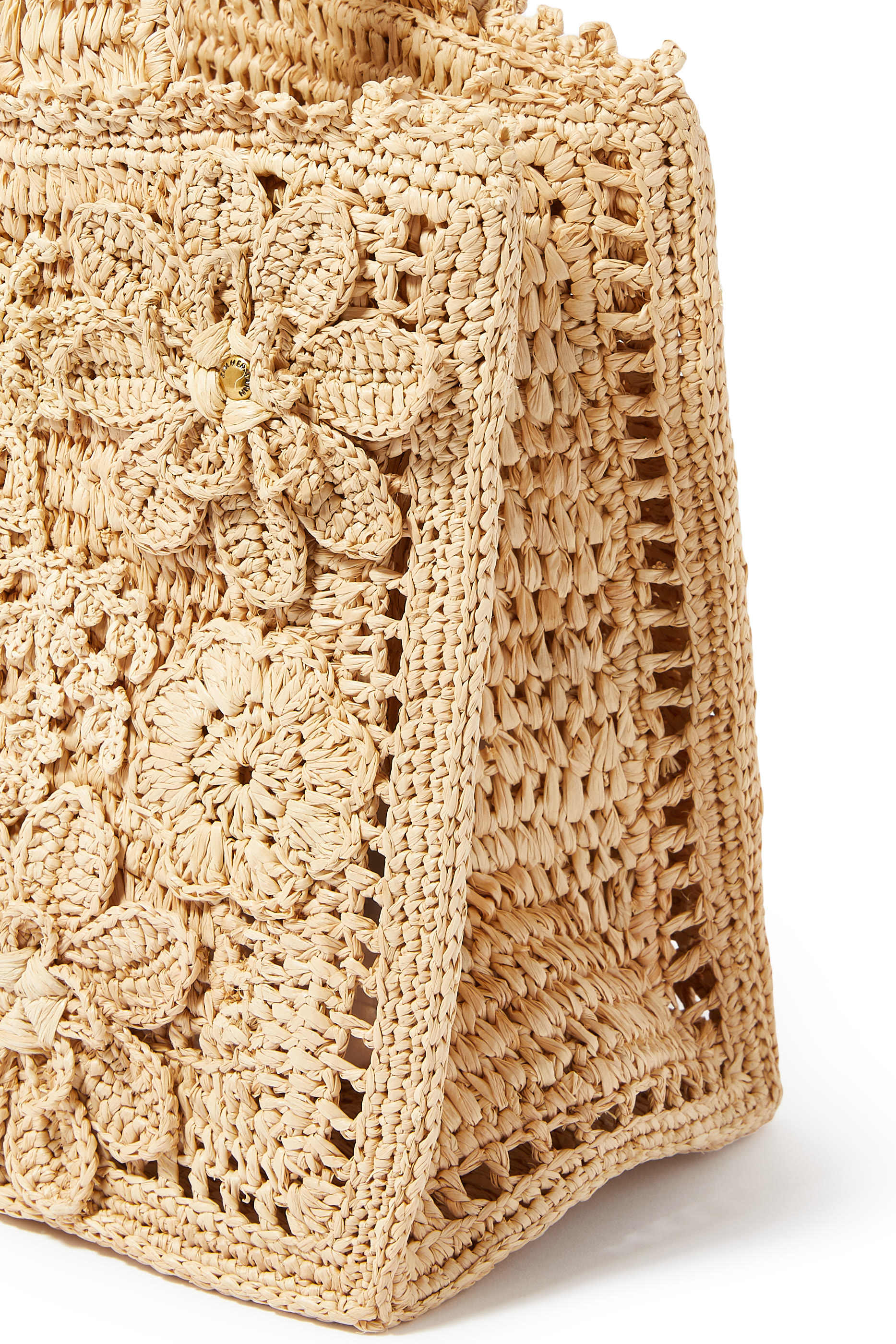 Floral Raffia Mini Tote Bag