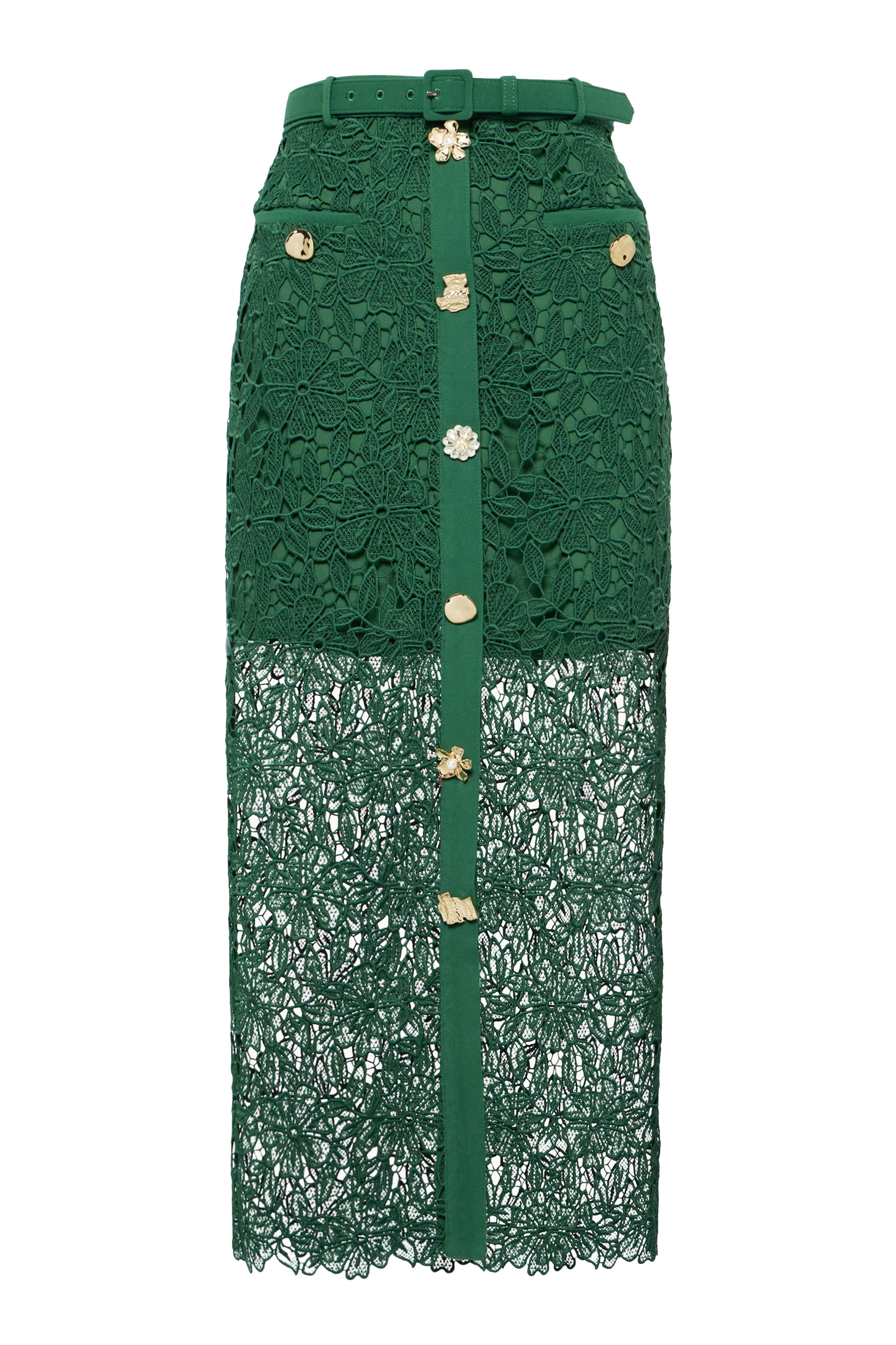 Guipure Lace Midi Skirt