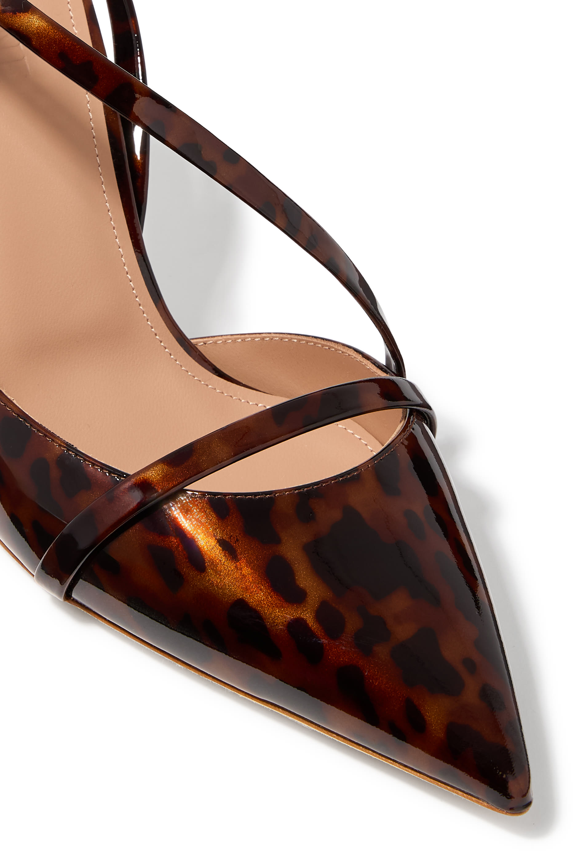 Valeria 70 Leopard Patent Slingback Mules