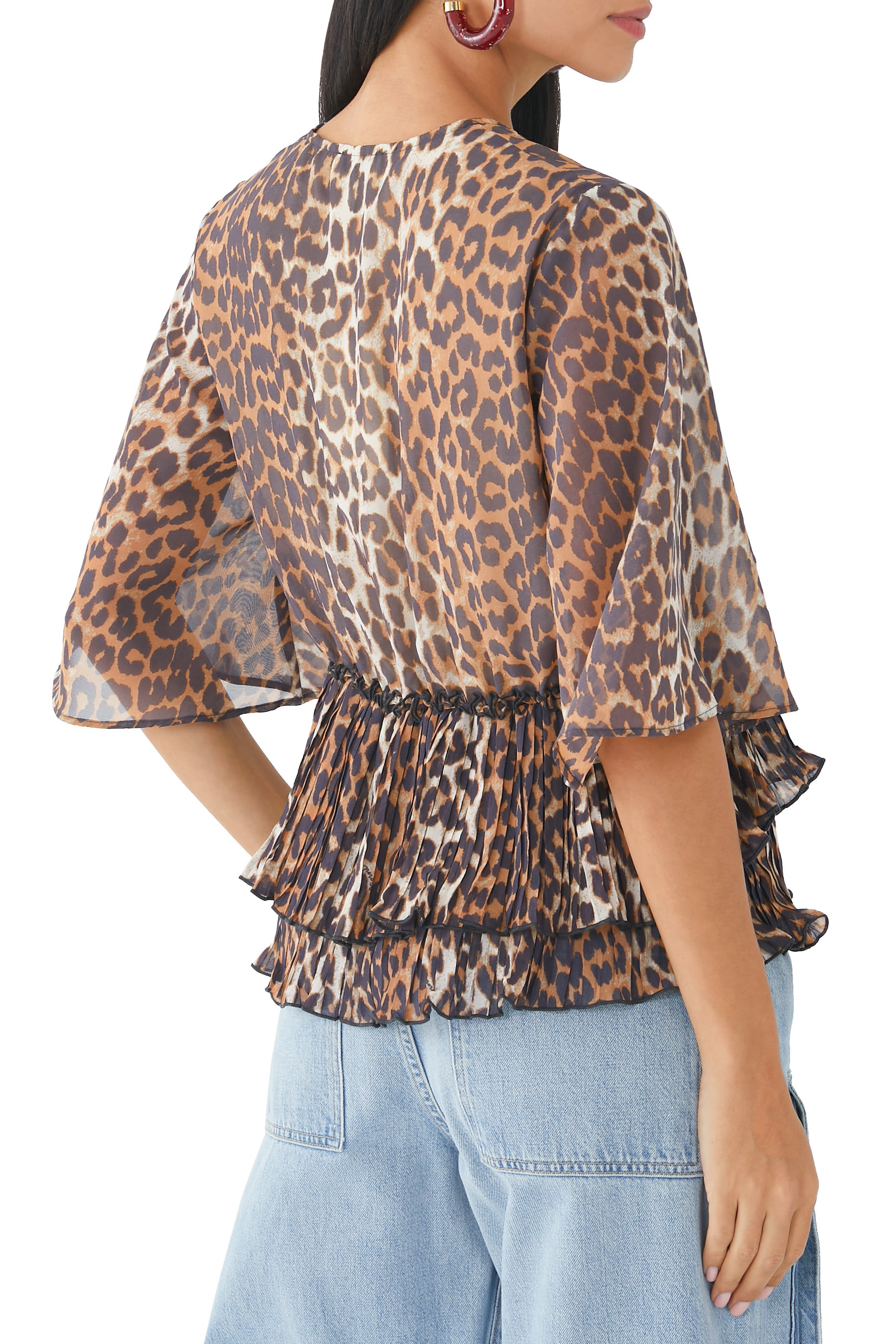 Georgette V-Neck Flounce Blouse