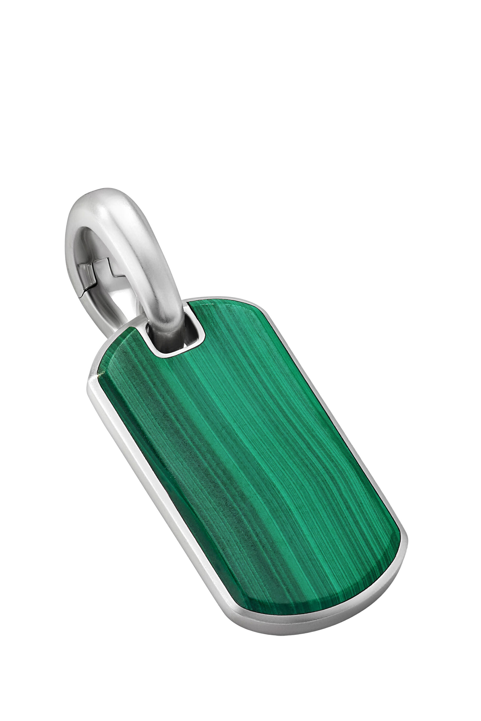 Chevron Tag, Sterling Silver & Malachite