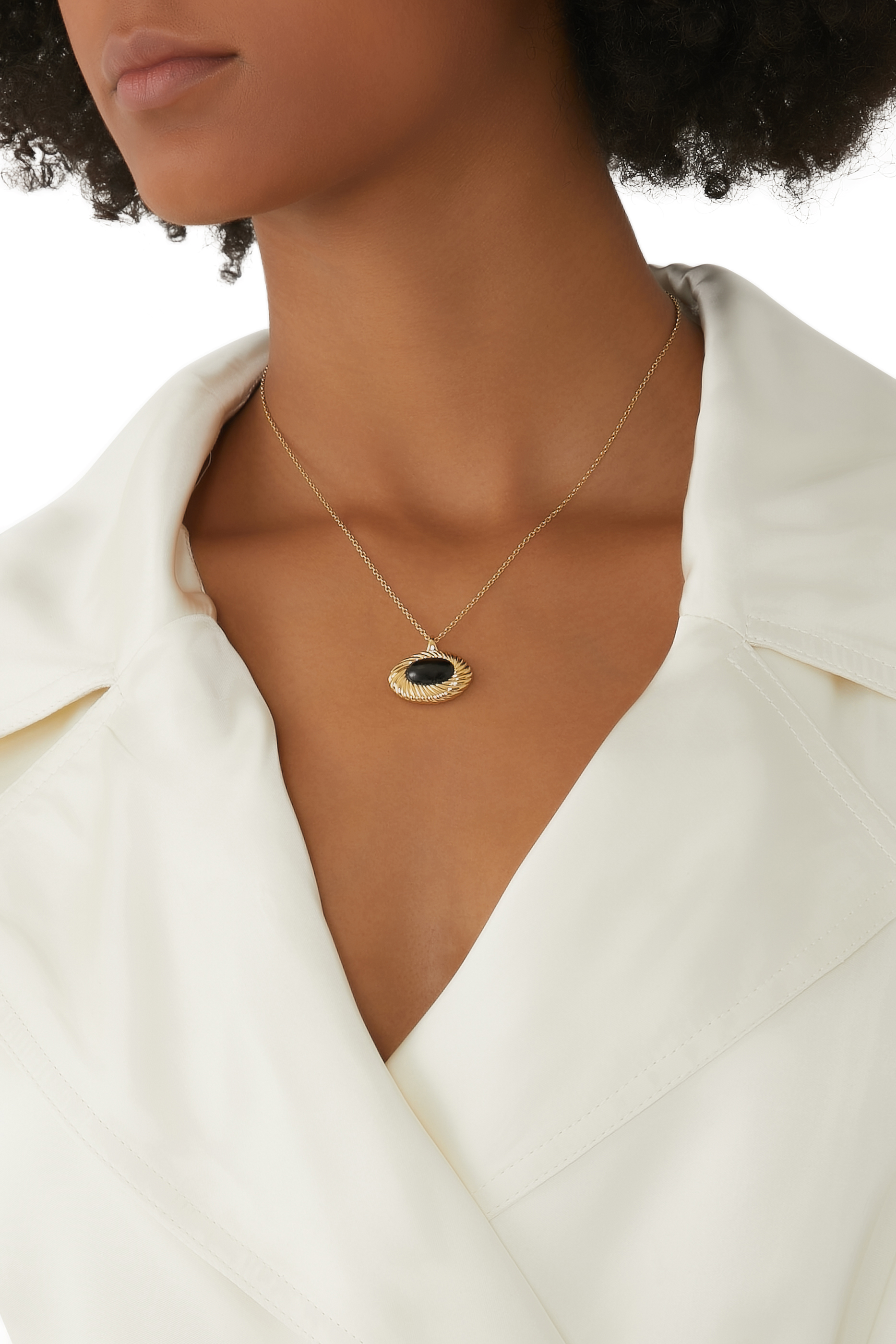 Wavy Ridge Pendant Necklace, 18K Gold-Plated Brass