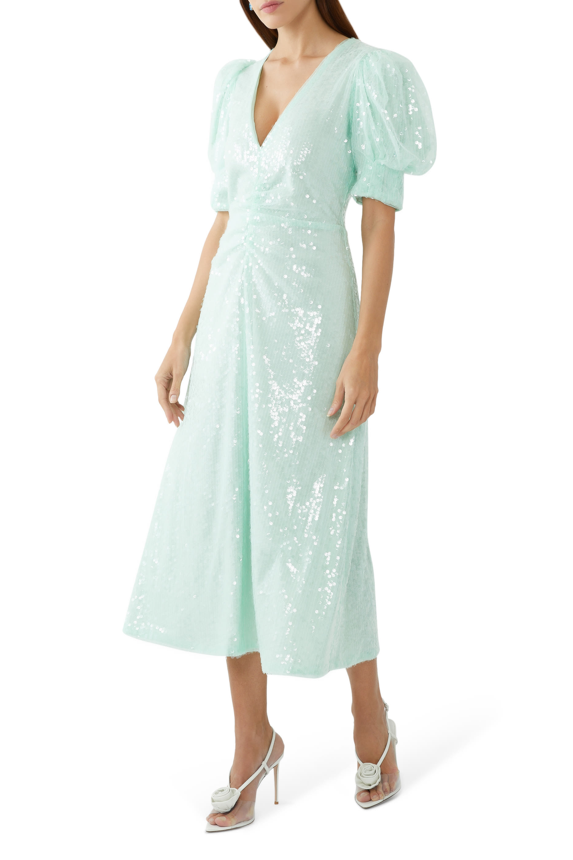 Sequins Midi V-Neck Dress